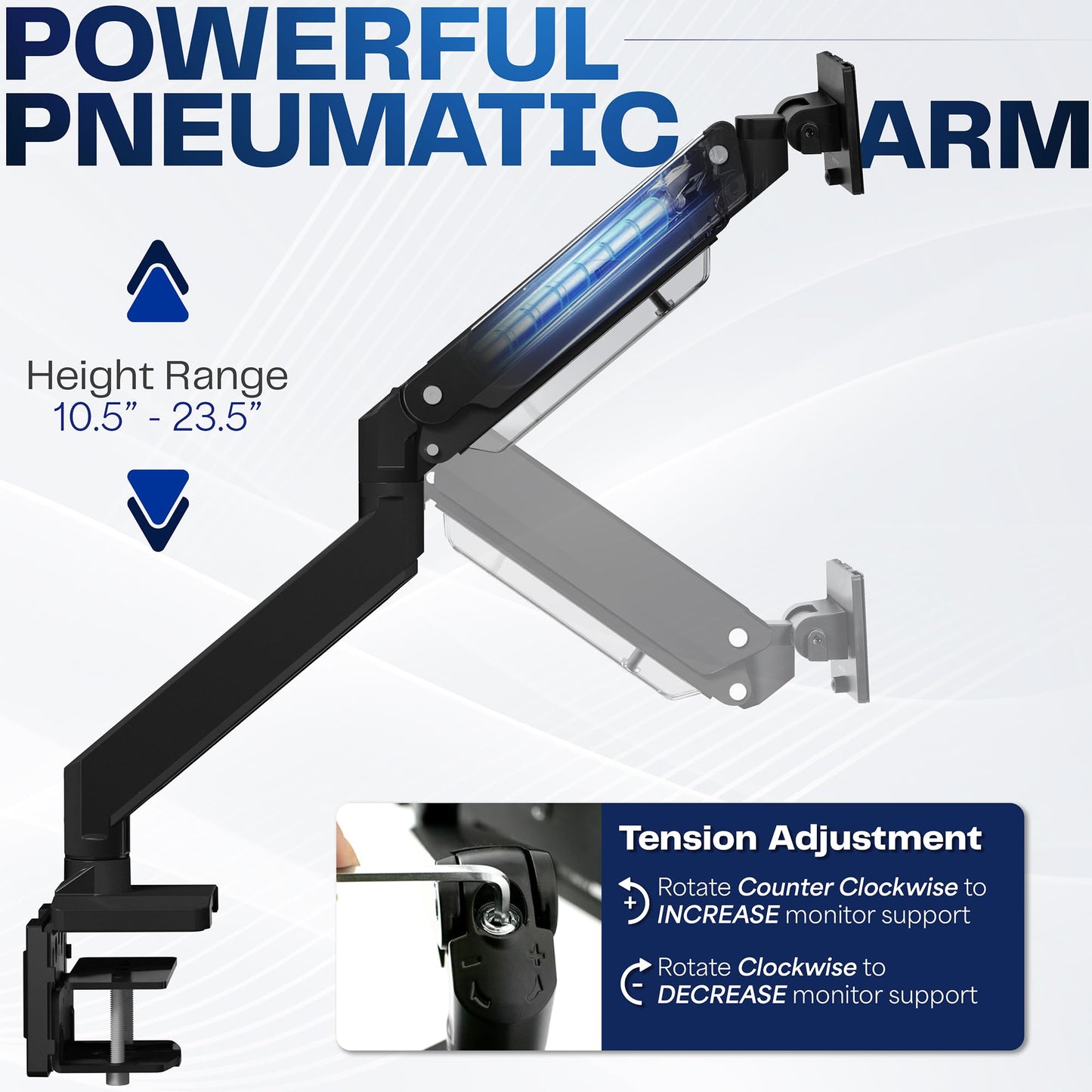Brazo de Monitor VIVO Negro de Aluminio Resistente para Monitores Ultra Anchos para Escritorio