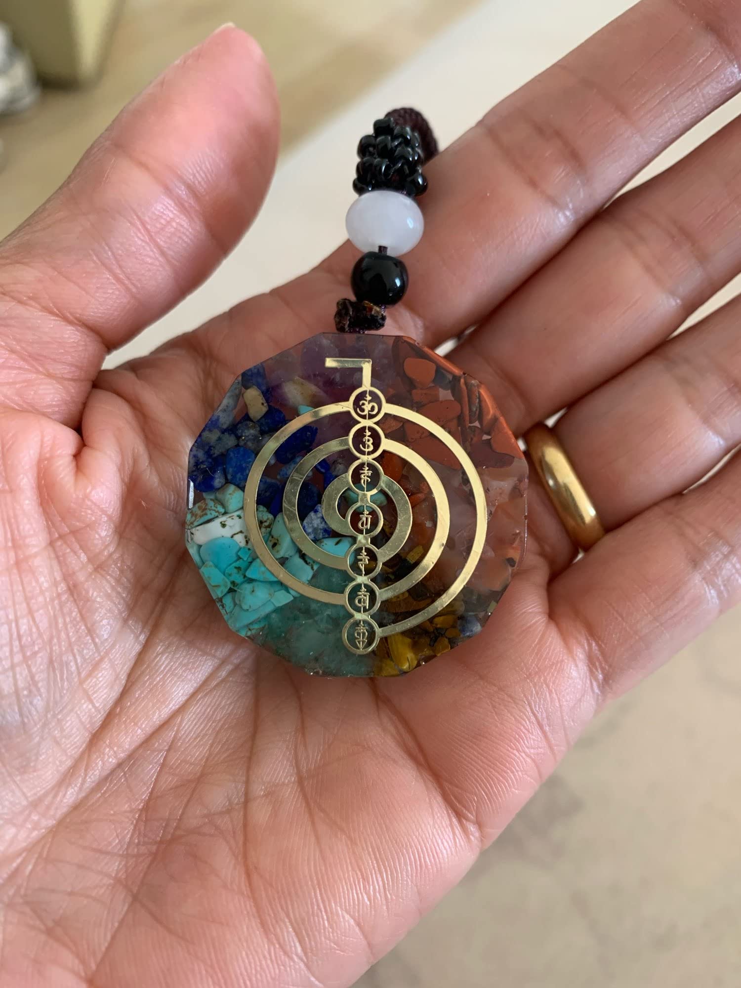 Collar 7 Chakras Orgonita Cuarzo Reiki Chacras Amuleto Energía y Protección Espiritual Yoga Equilibrio de Energía Bienestar Curativo Curación