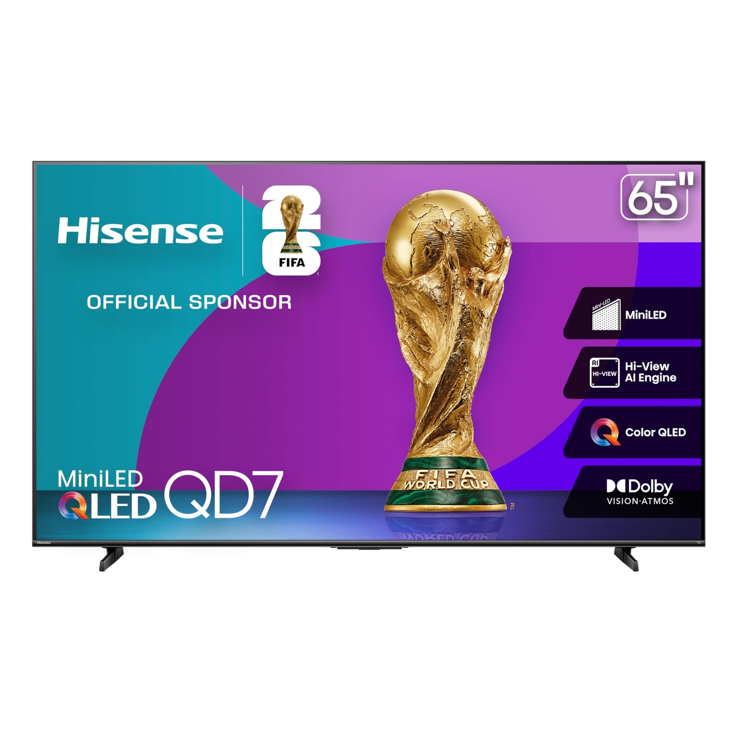 Hisense Television QD7QFM (Modelo 2025) Pantalla 65 Pulgadas,Mini-LED Smart Fire TV UHD 4K,Control Remoto por Voz con Alexa,Hi-View AI Engine,Modo de Juego Plus,Dolby Vision·Atmos