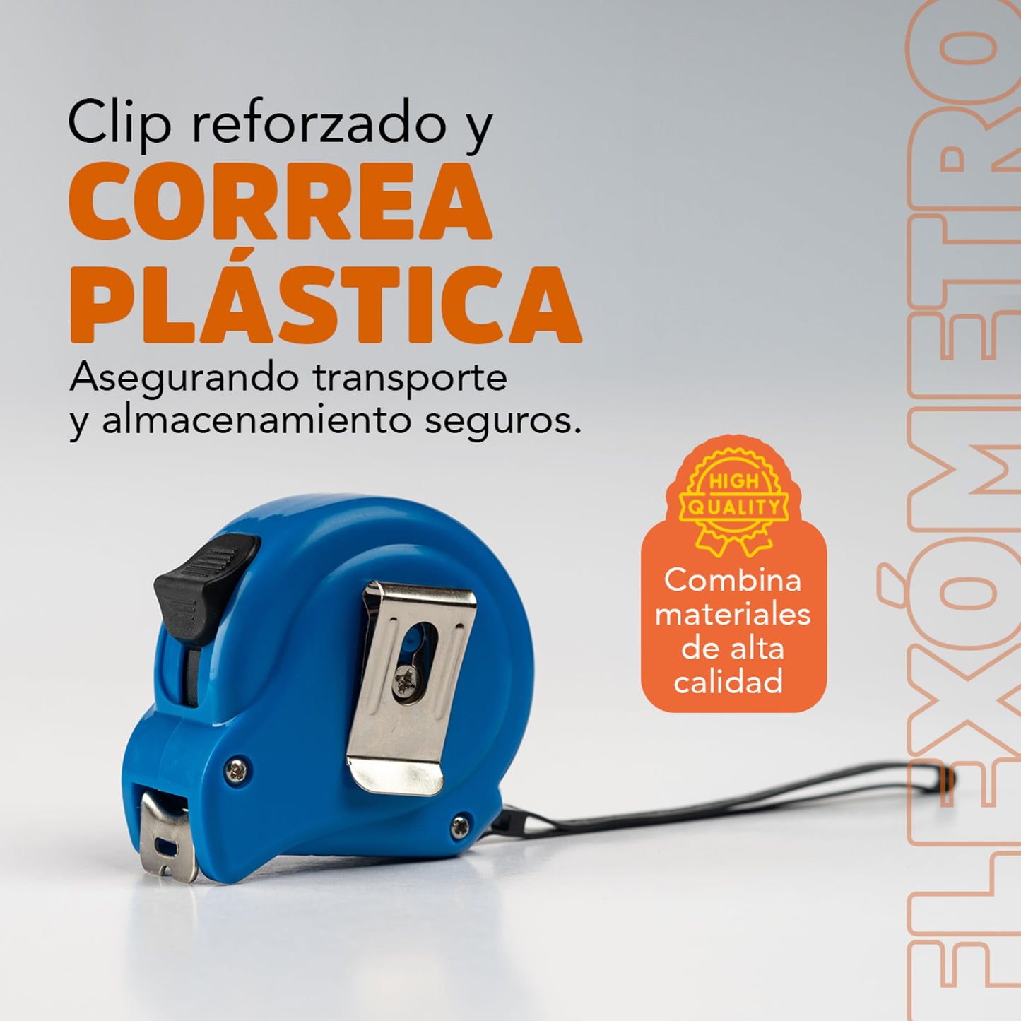 Flexómetro WALKON Azul Cinta Blanca Escala en Centímetros, Pulgadas y Fracciones 5 Metros Herramientas Ergonómicas