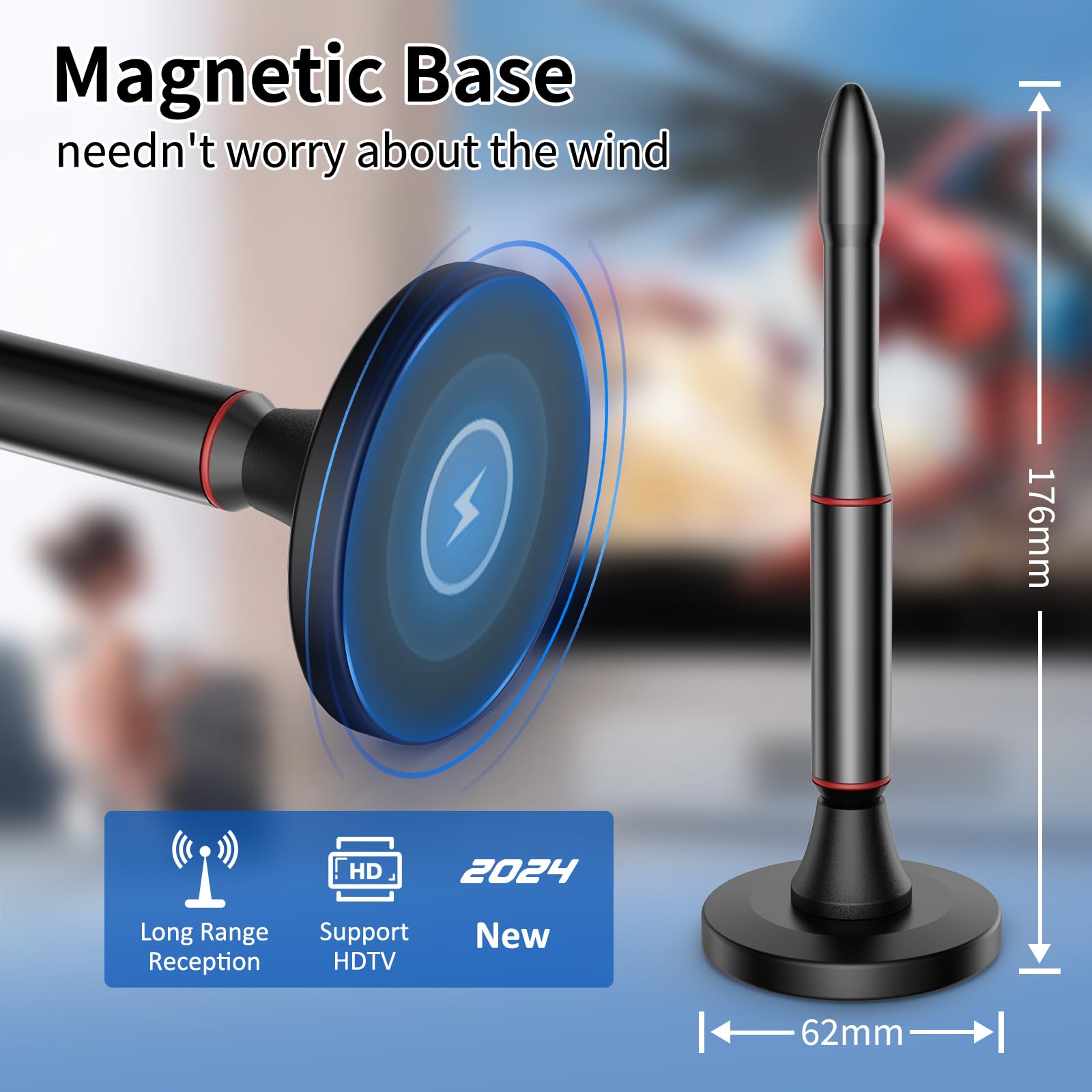 Oaitree Antena de TV para Smart TV, Antena de TV Digital para Smart TV, Antena de TV HD para Interiores, Antena de TV Digital HD en Interiores, Antena de televisión Perfecta para Canales 4K 1080P.