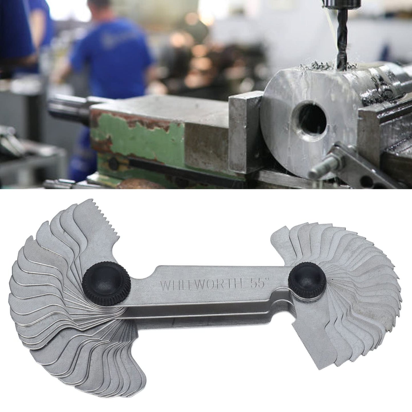 Medidor de Paso de Rosca Acero Inoxidable Plateado para Medición Industrial