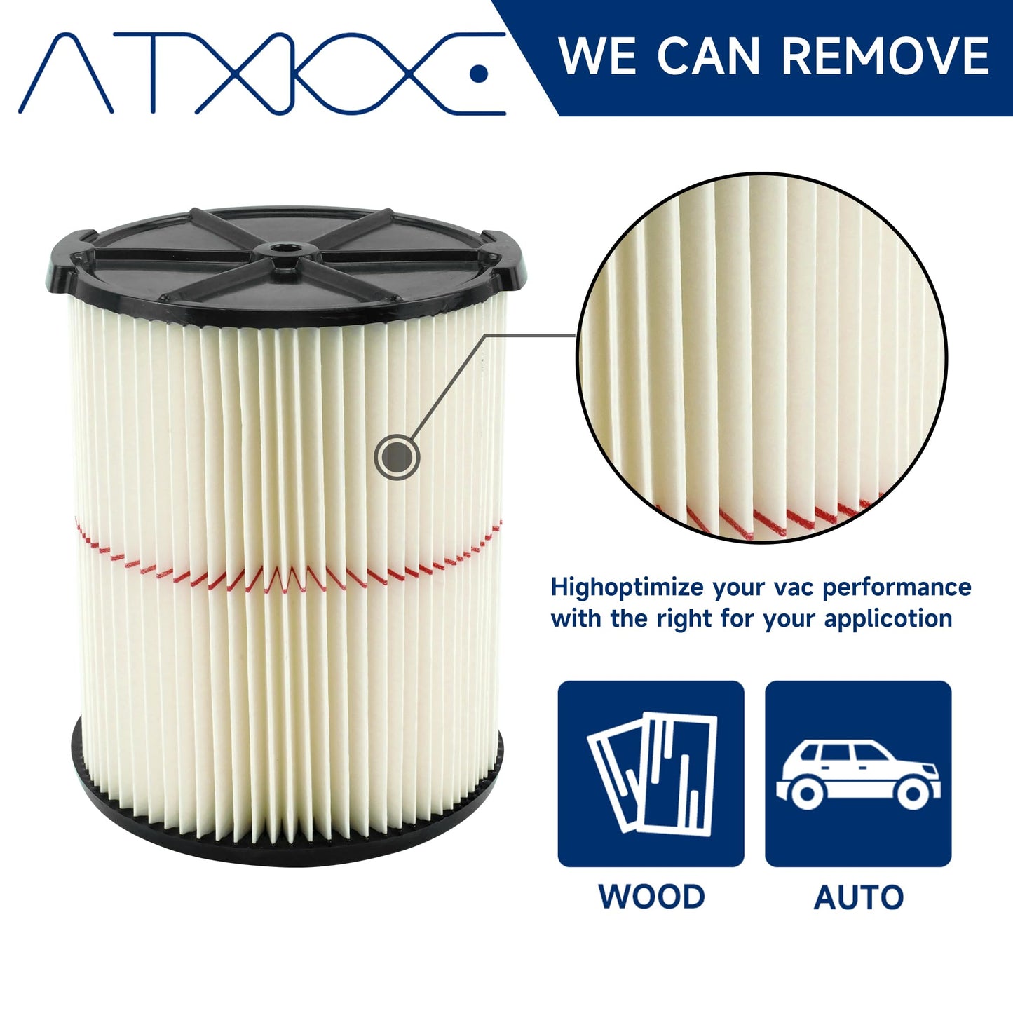 ATXKXE Filtro de repuesto para Craftsman CMXZVBE38754 apto para aspiradora de tienda de 5 a 20 galones (paquete de 2)