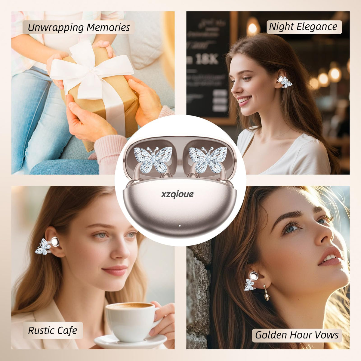 Auriculares Bluetooth xzqioue Mariposa Desmontable para Mujer
