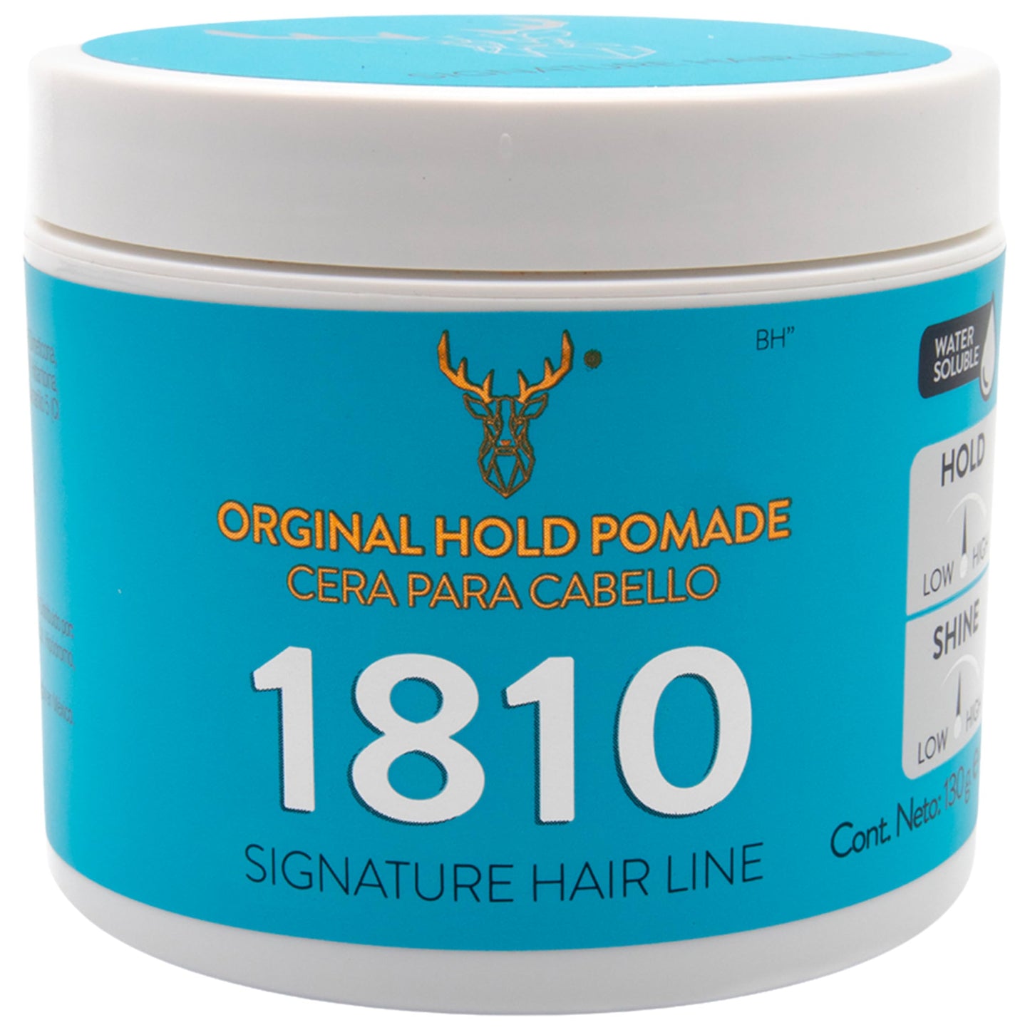 1810 Cera para cabello Original Hold Pomade FIJACIÓN MEDIA - BRILLO MEDIO - Pomada para cabello Base Agua. Libre de Parabenos, Libre de Sulfatos. Cruelty Free. Medium Hold Medium Shine Pomade. 130gr