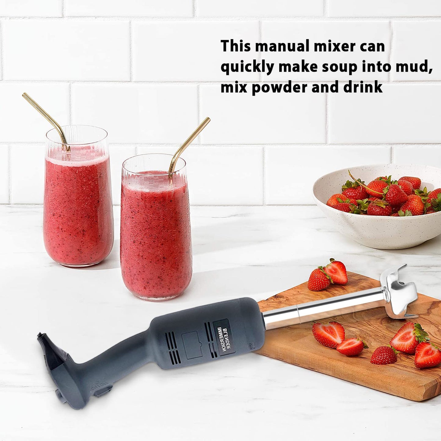 Li Bai - Batidora de mano resistente para restaurante, licuadora de inmersión comercial, 12 pulgadas, velocidad ajustable, motor eléctrico de 500 W, eje extraíble de 2500 rpm a 15000 rpm