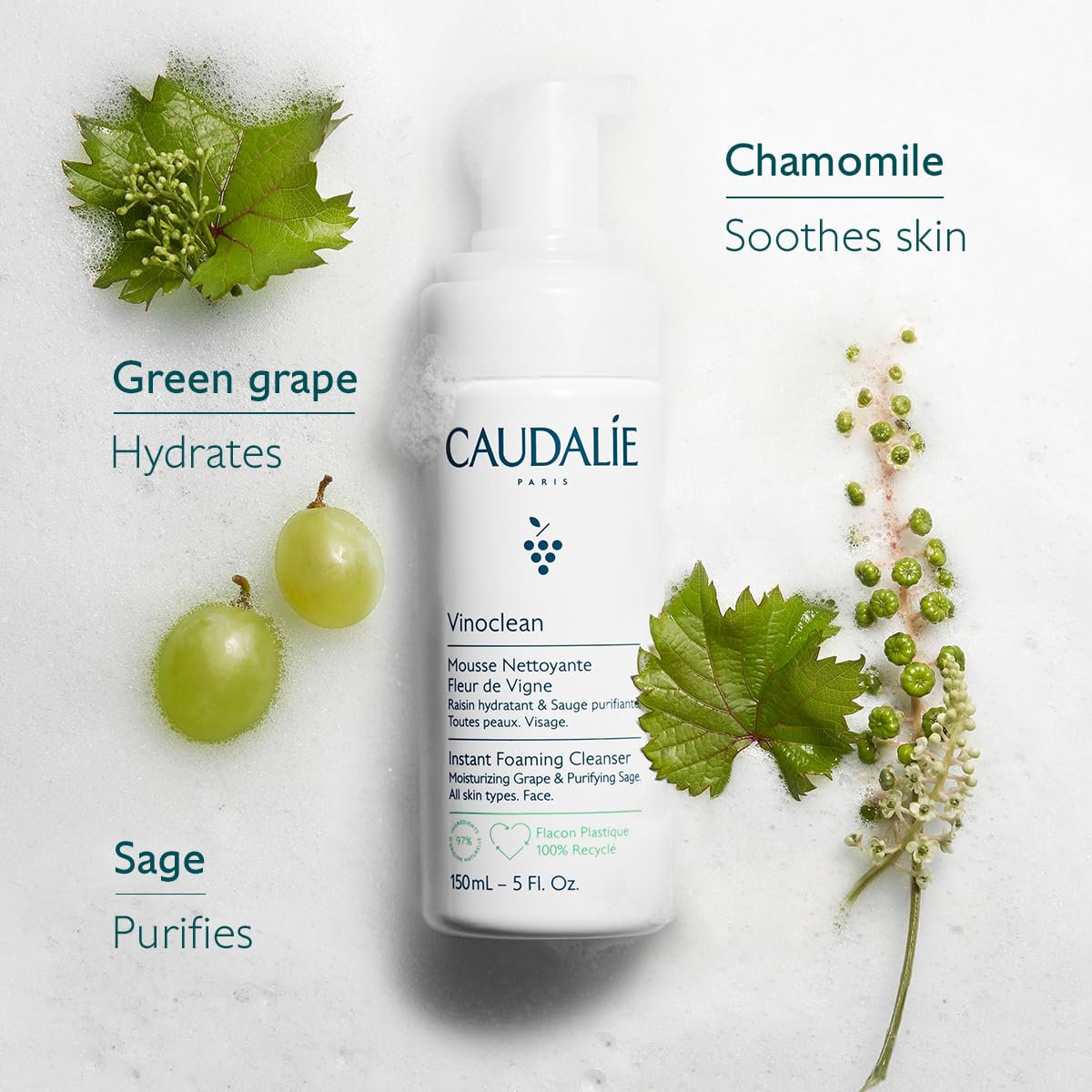 Caudalie Vinoclean Espuma Facial Limpiadora - 50 mL