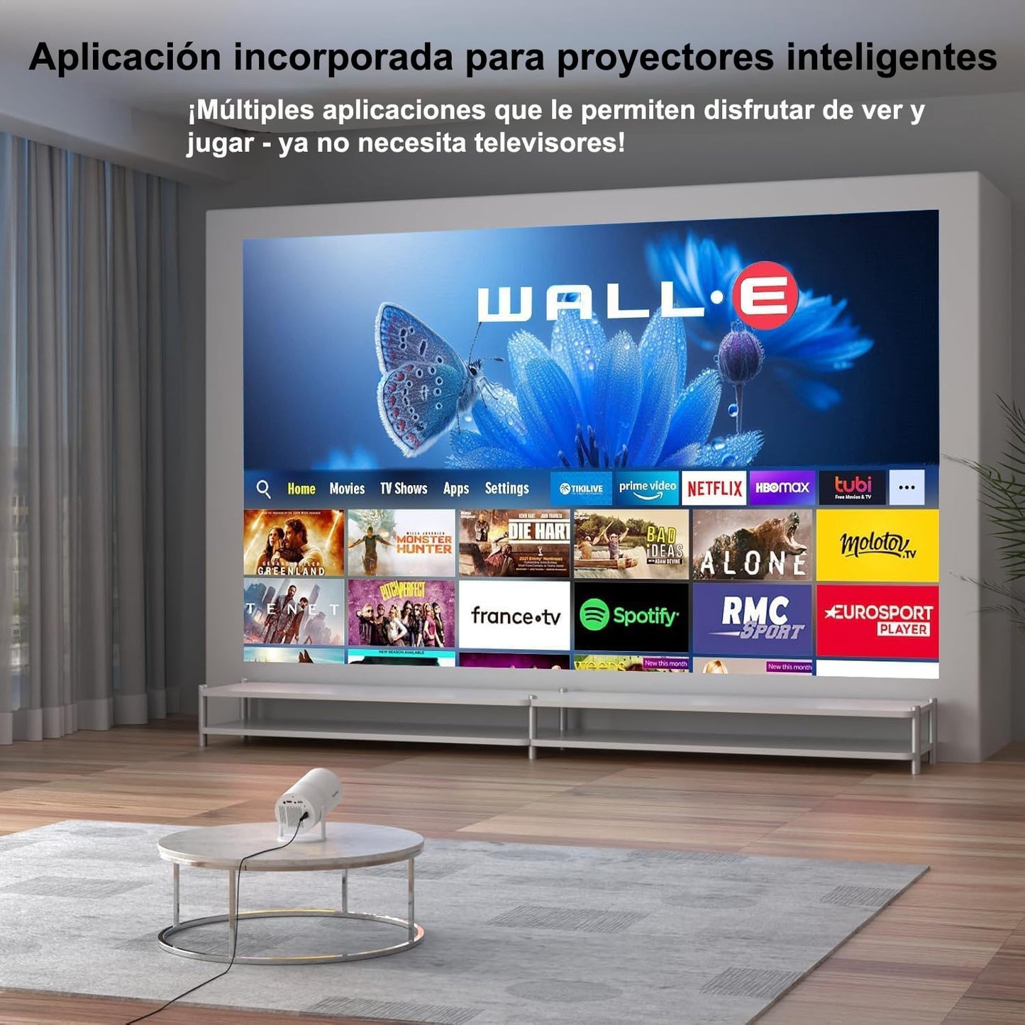 KicthMap Mini Proyector Inalámbrico con WiFi 6 y Bluetooth, Soporte 1080P Proyector Portátil Giratorio de 180°. Proyector de Video de Pantalla de 17"-130". Compatible con Smartphone, Laptop, PC