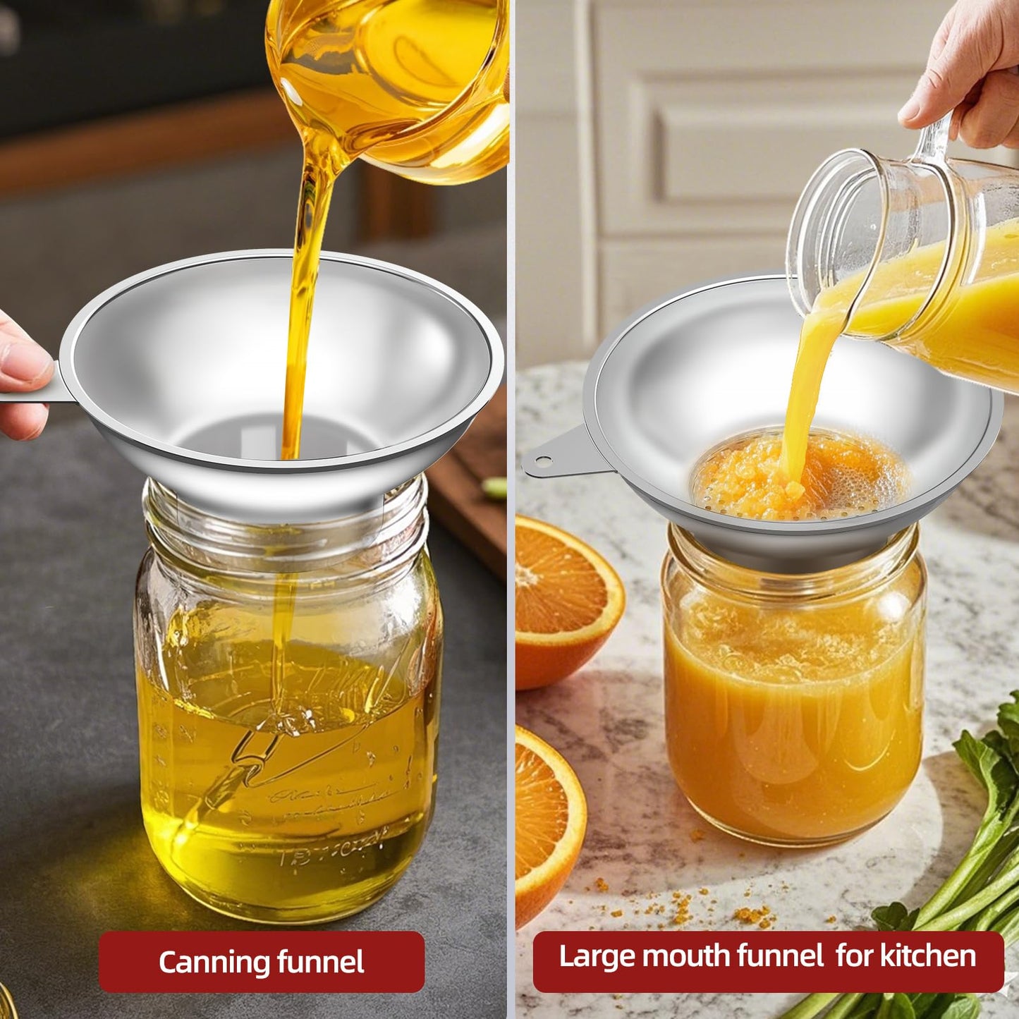 Embudo de Metal Nomatox Grande con Colador para Transferir Leche, Zumo y Aceites