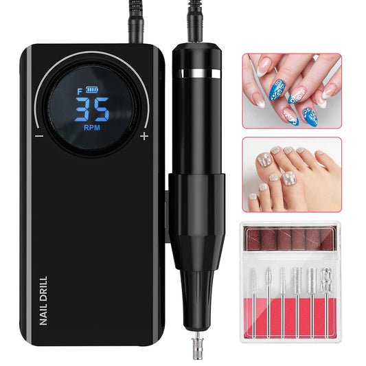 Pulidor de Uñas Eléctrico 35000 rpm | Kit Profesional con 6 Accesorios