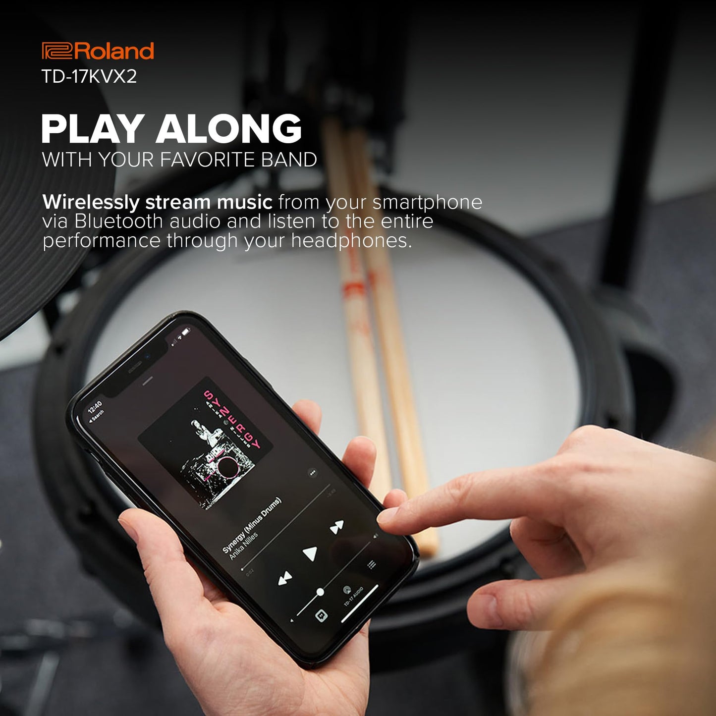 Kit de batería Roland Ultimate Generation 2 V Quiet blanco 5 piezas electrónicos acústico TD-17KVX2 para Hombre