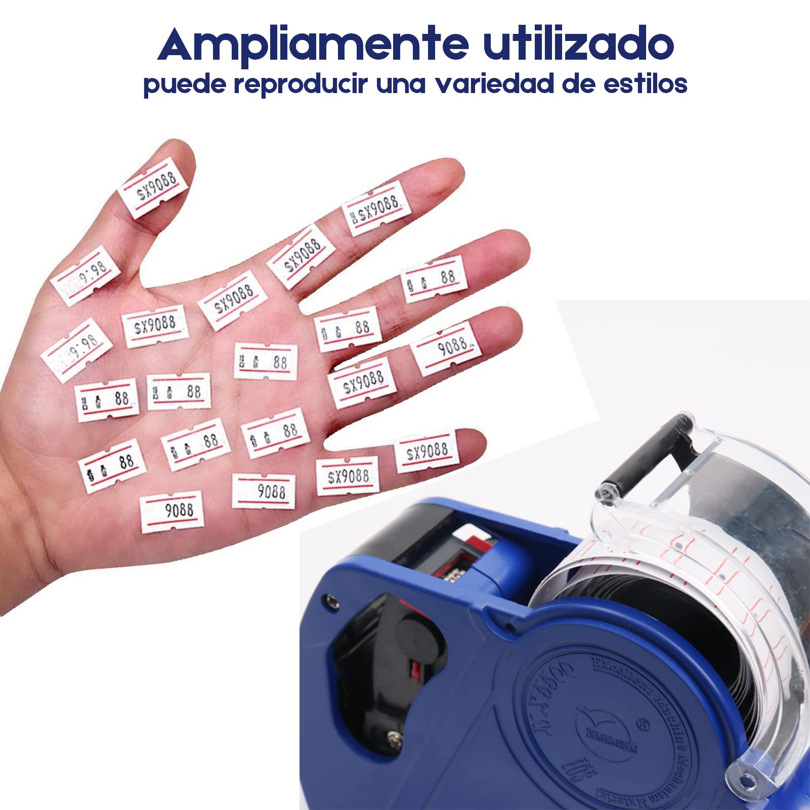 YOU ER MEI Etiquetadora Marca Precios con Cartuchos de Tinta 10 Hojas de Etiquetas de Precios para Oficina Tienda Minorista Tienda de Comestibles