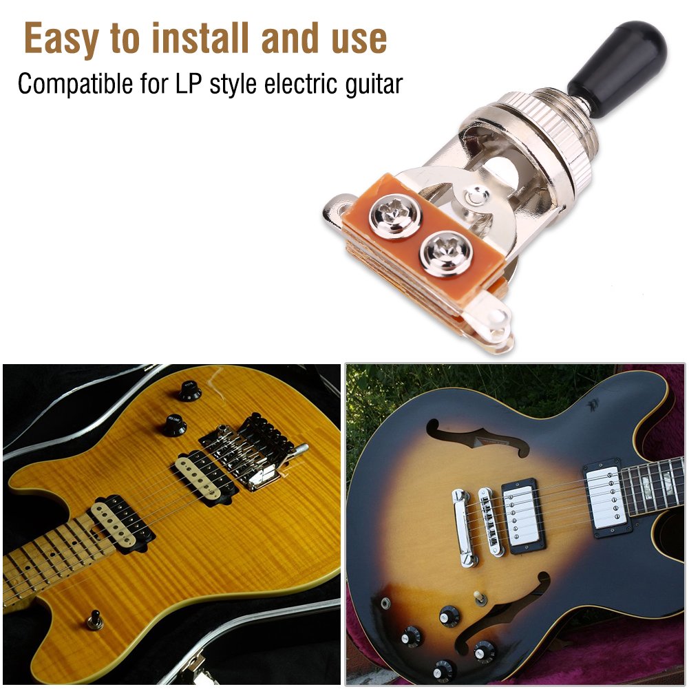 Interruptor de 3 vías, 1 interruptor de palanca de metal de 3 vías para guitarra eléctrica LP (plateado)