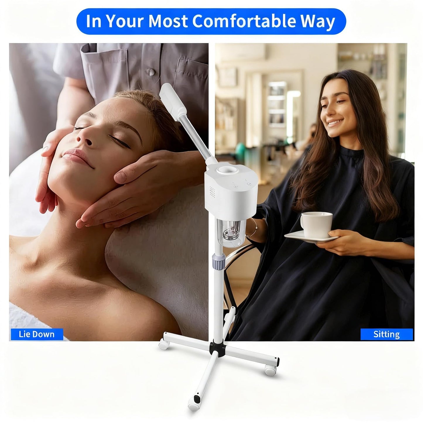 TransArcade Vaporizador facial profesional, con ozono y pulverizador de vapor caliente, vaporizador facial de pie para esteticistas, limpieza profunda e hidratación, para spa y hogar.
