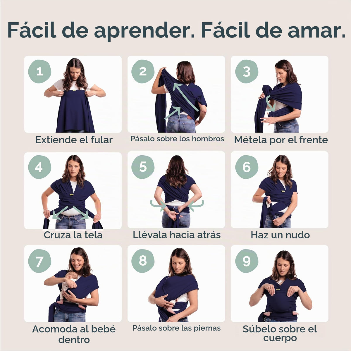 Boba Fular Elástico Portabebé Boba Wrap, para Bebés Recién Nacidos y Niños Hasta 16 Kg (Navy Blue)
