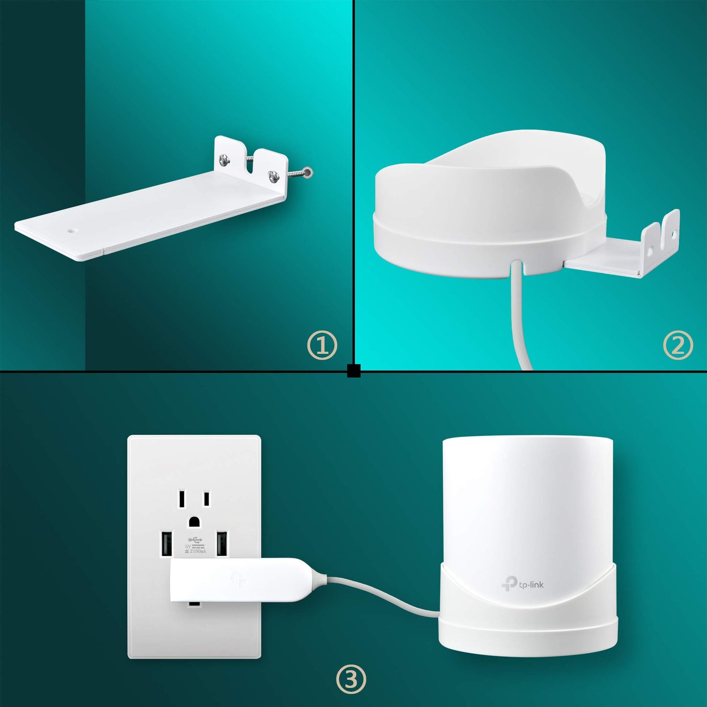 PETIMETI Soporte de Pared para Sistema WiFi de Malla TP-Link Deco X20, Deco X60 (Paquete de 3)