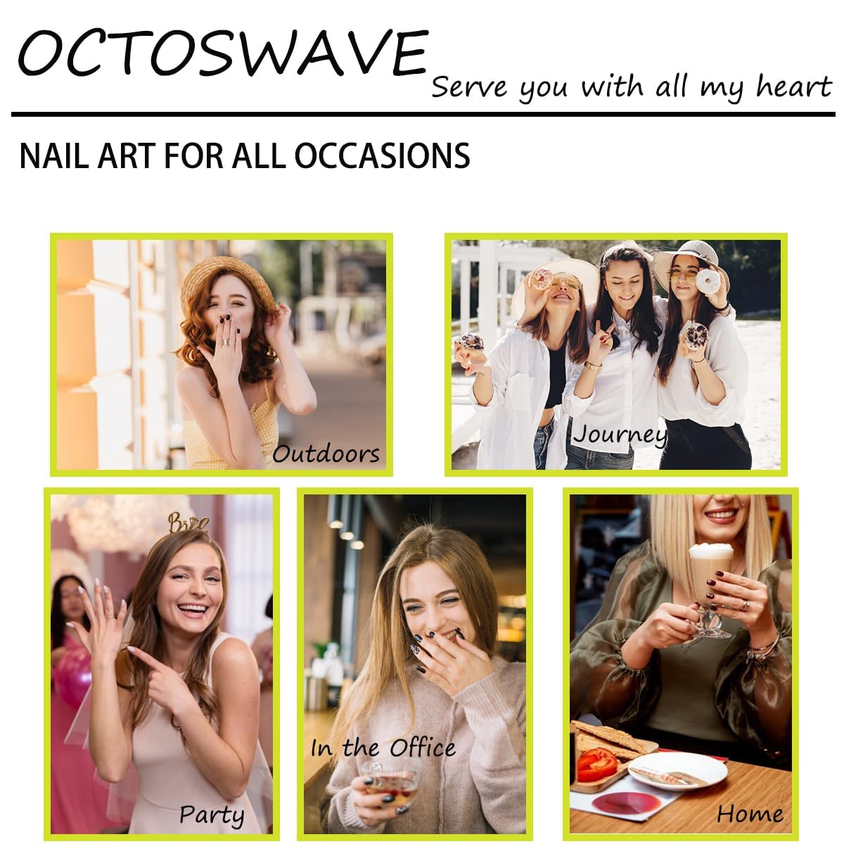 octoswave OCTOSWAVE Uñas postizas cuadradas francesas de larga duración con diseño floral 3D y dije dorado para mujer, 24 unidades