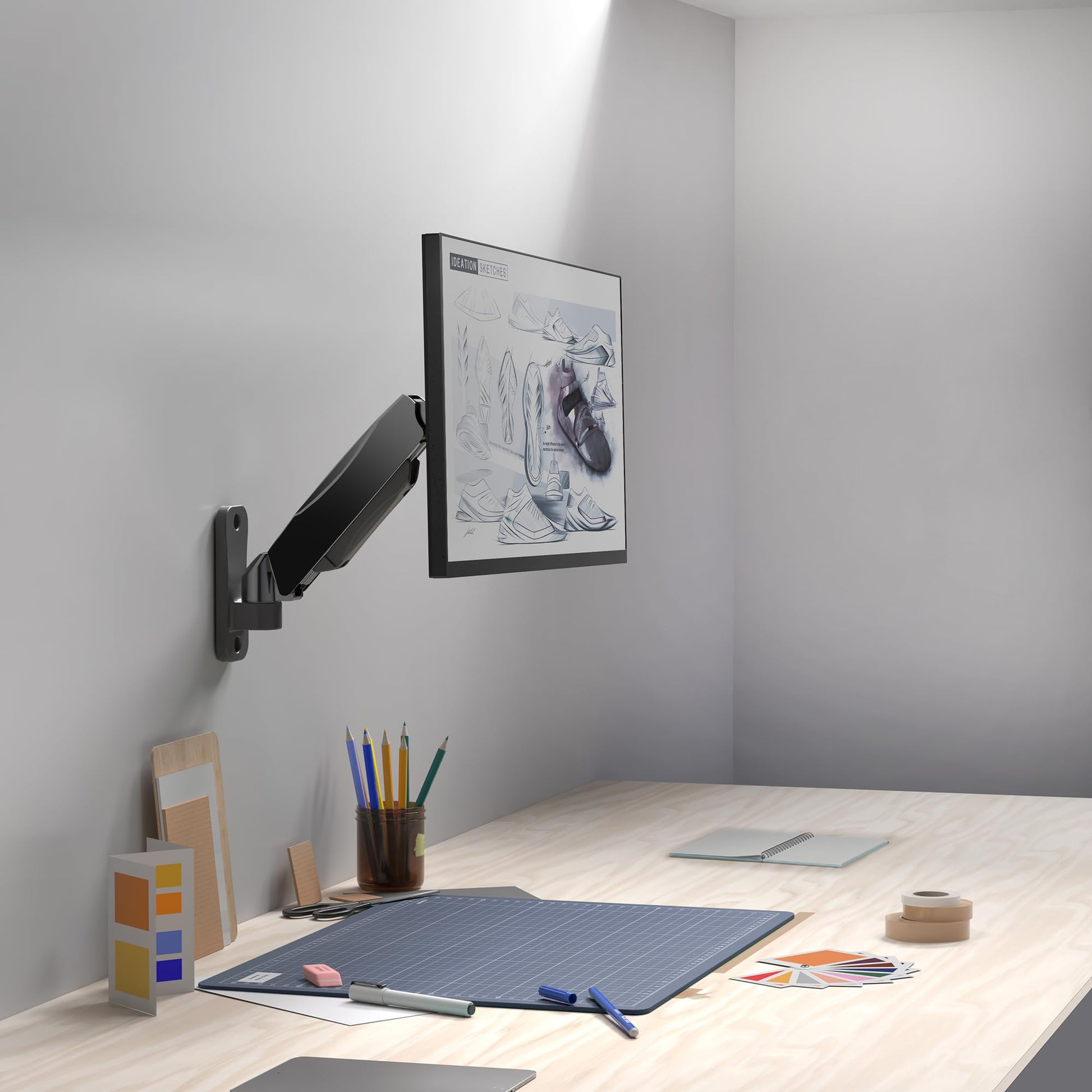 Soporte de Pared VIVO Negro con Brazo Neumático Ajustable para Monitores de 17 a 32 Pulgadas