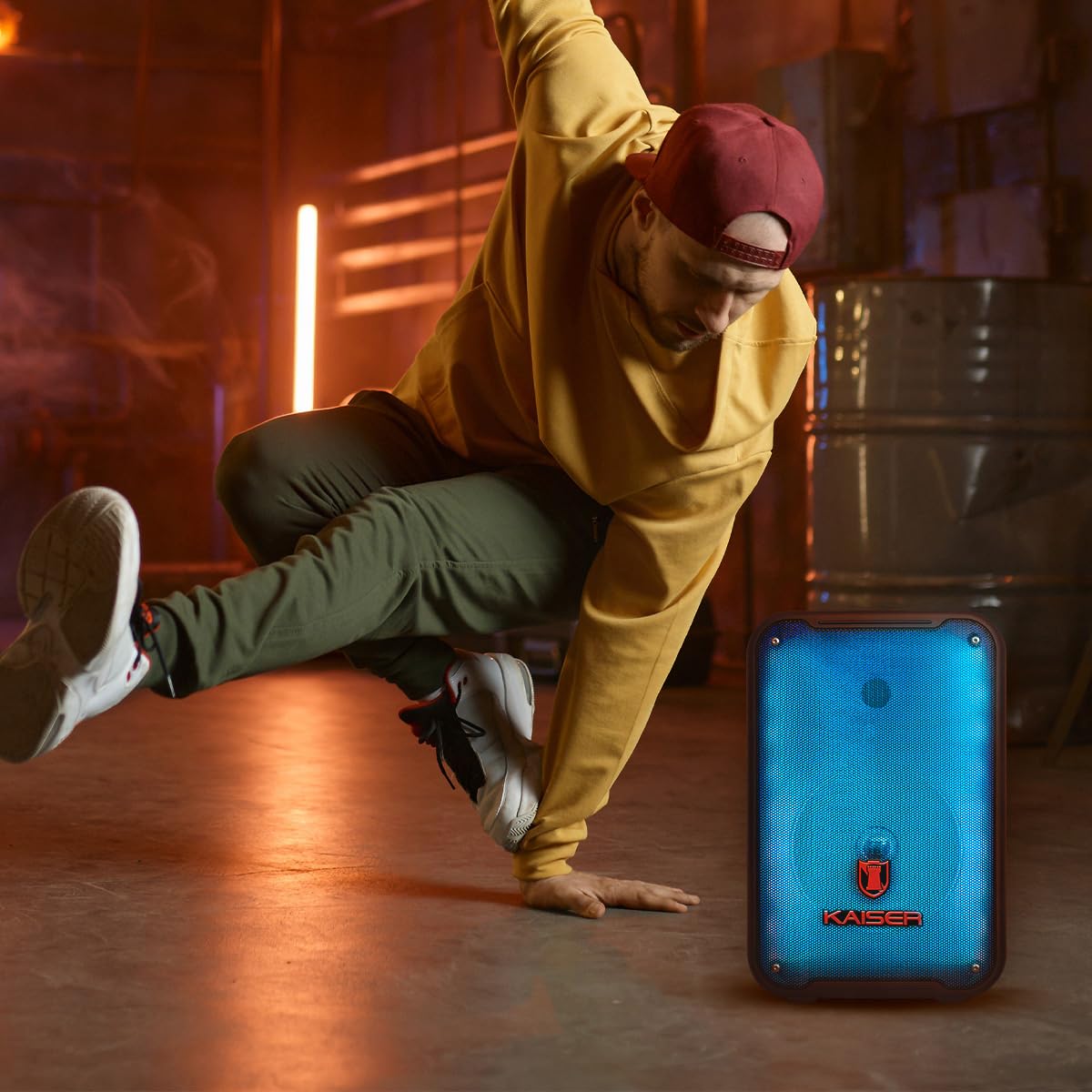 Kaiser Bocina Bluetooth 8 de Pulgadas Recargable con micrófono, Potencia de 6200w Pmpo 10W RMS con tecnología KSR-Link con Funciones Luz Flame KSW-7007