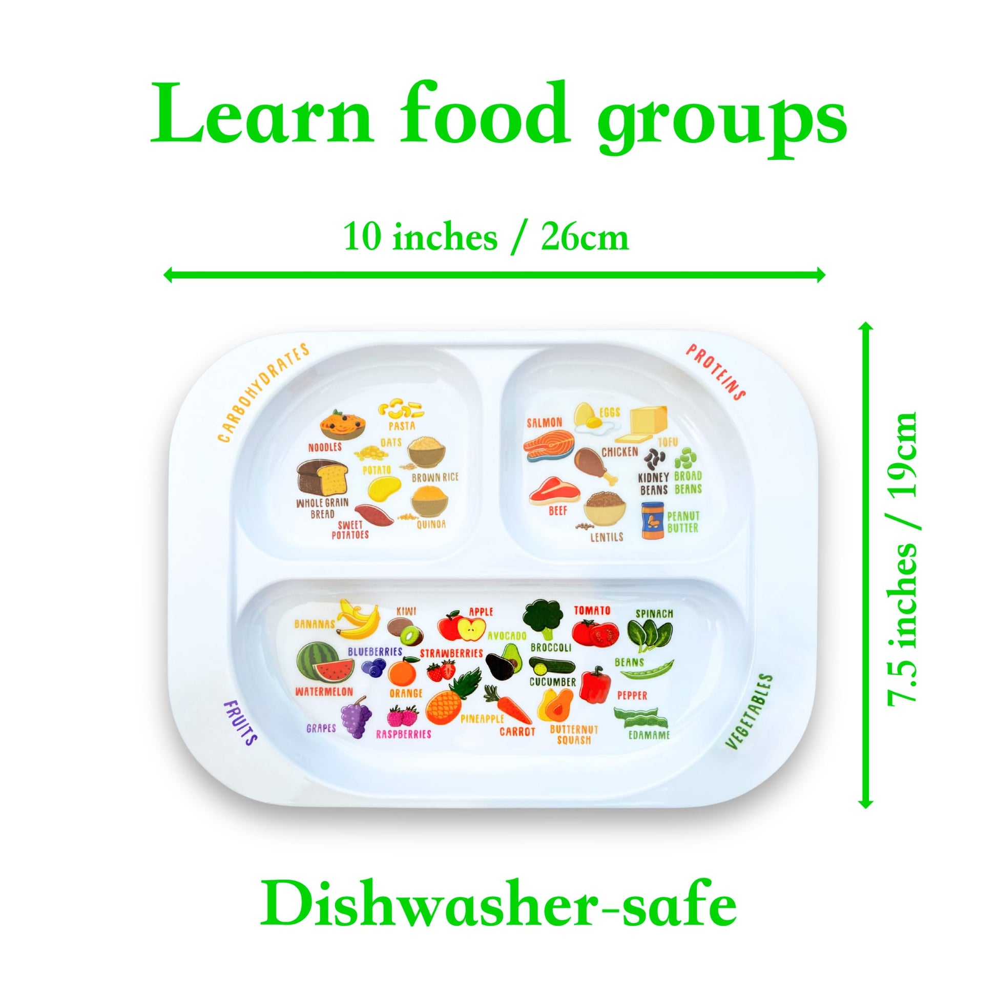 Plato de Porción Dividida j&m Niños Melamina Educativo