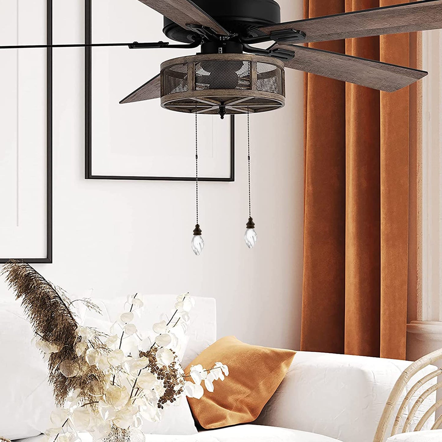 Cadenas para Ventilador Akahttbn Bronce con Colgante de Acrílico, 12 Pulgadas, Extensiones Decorativas, 2 Unidades