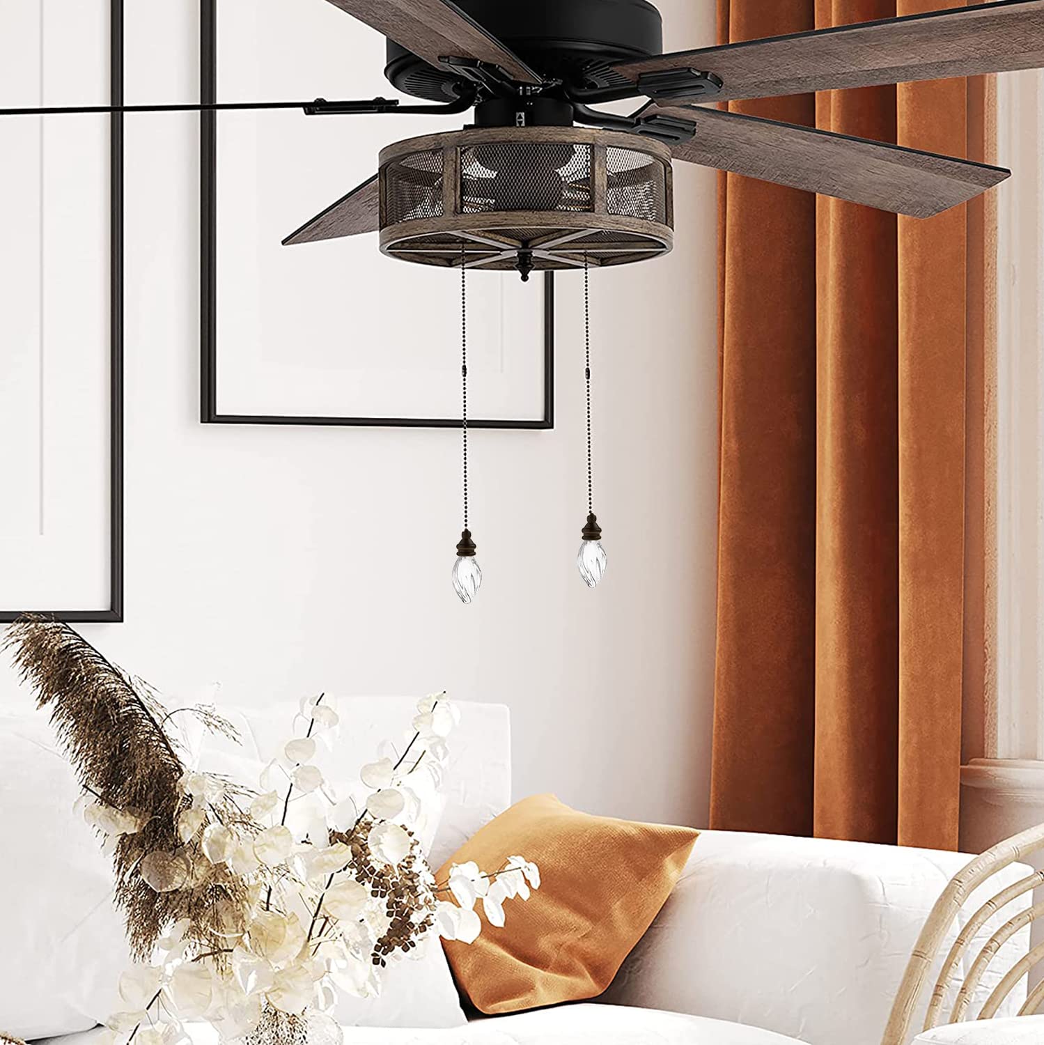 Cadenas para Ventilador Akahttbn Bronce con Colgante de Acrílico, 12 Pulgadas, Extensiones Decorativas, 2 Unidades