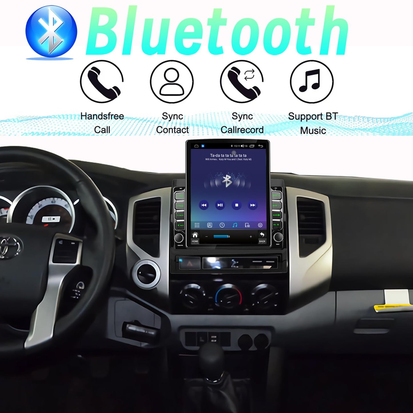 Radio estéreo de coche Android 14 para Toyota Tacoma 2005-2015 incorporada Carplay/Android Auto 9.7 pulgadas, visualización táctil IPS estilo Tesla con navegación GPS DSP Bluetooth GPS, FM WiFi +