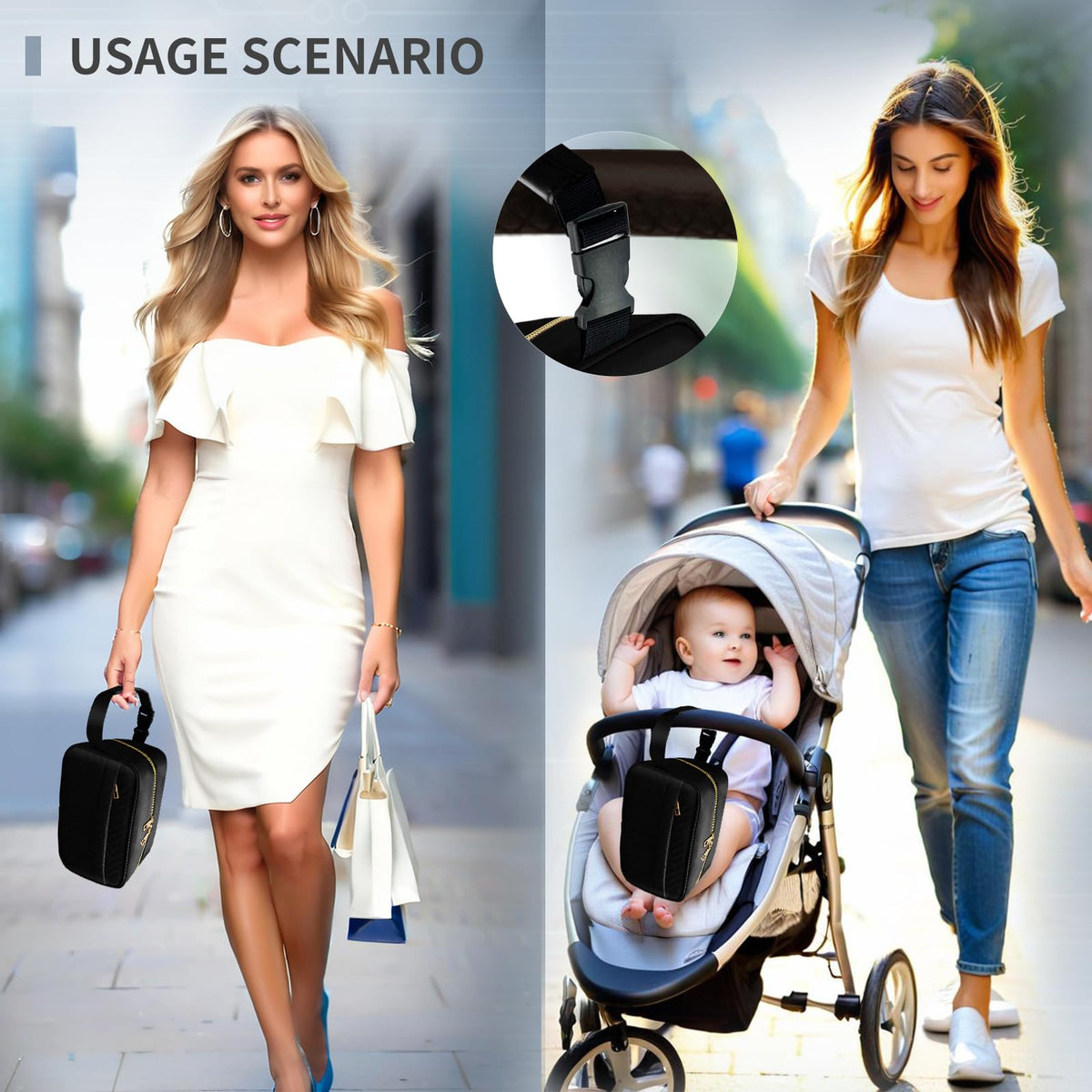 MELINON Bolsa impermeable para enfriar leche materna con 2 paquetes de hielo grandes - Bolsa aislada para almacenamiento de leche materna de viaje con hebilla y asa colgante para guardería y viajes