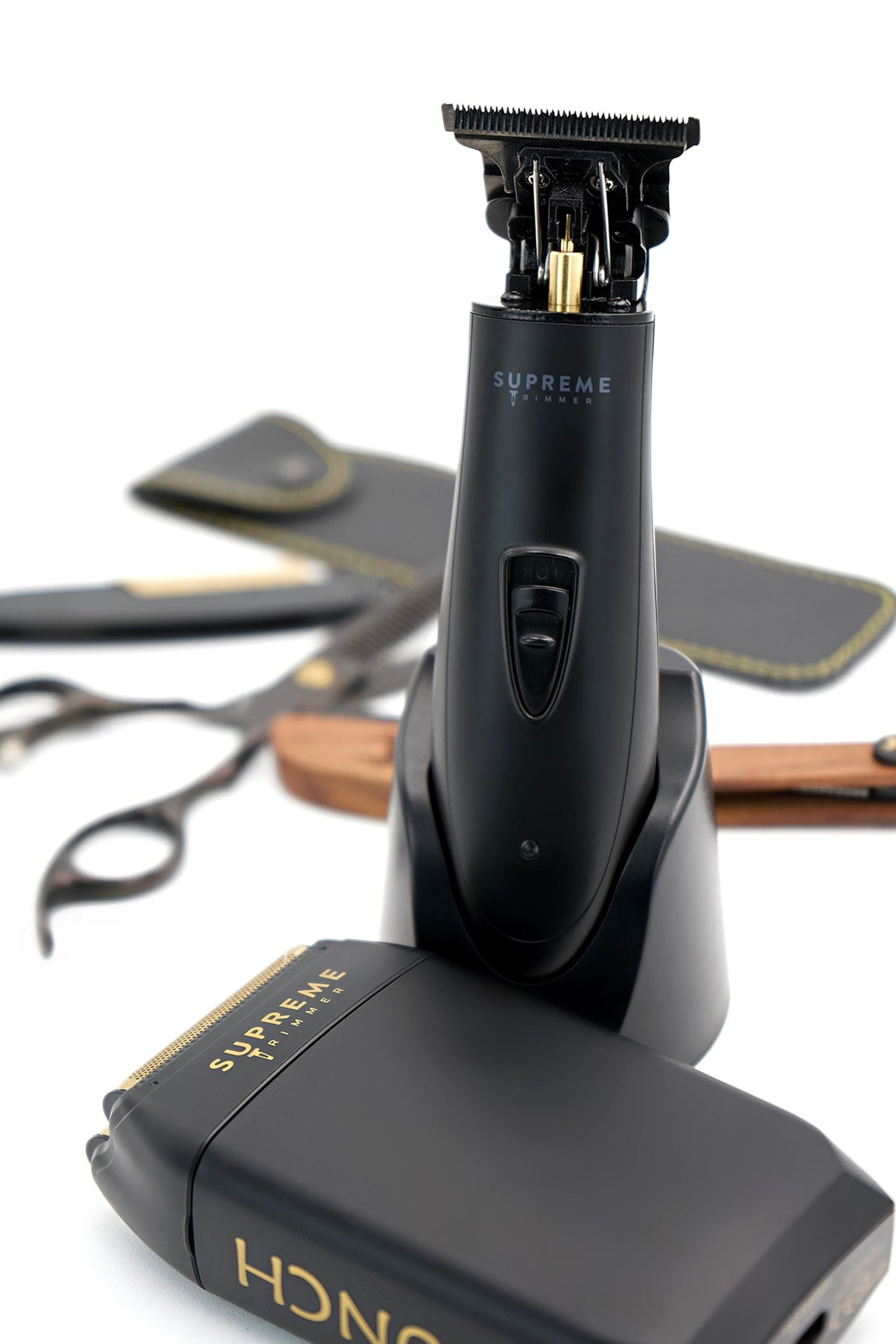 Supreme Trimmer 2 en 1 T-Shaper Trimmer & Crunch Foil Shaver | STF602 Maquinilla de afeitar eléctrica y ST5206 DLC Barber Trimmer Kit de corte de pelo de peluquero | Negro