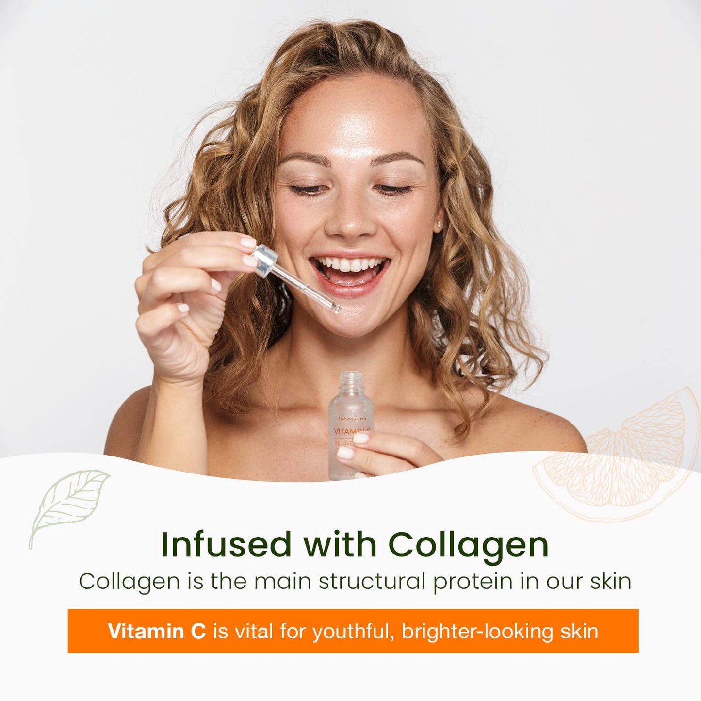 Natural Chemist Suero Facial Con Vitamina C Y Colágeno: Mejora La Elasticidad De La Piel, Reduce Las Manchas Oscuras Y Las Arrugas, Ilumina El Cutis - 1,69 Onzas Líquidas/50 M Vitamina C Y Colágeno