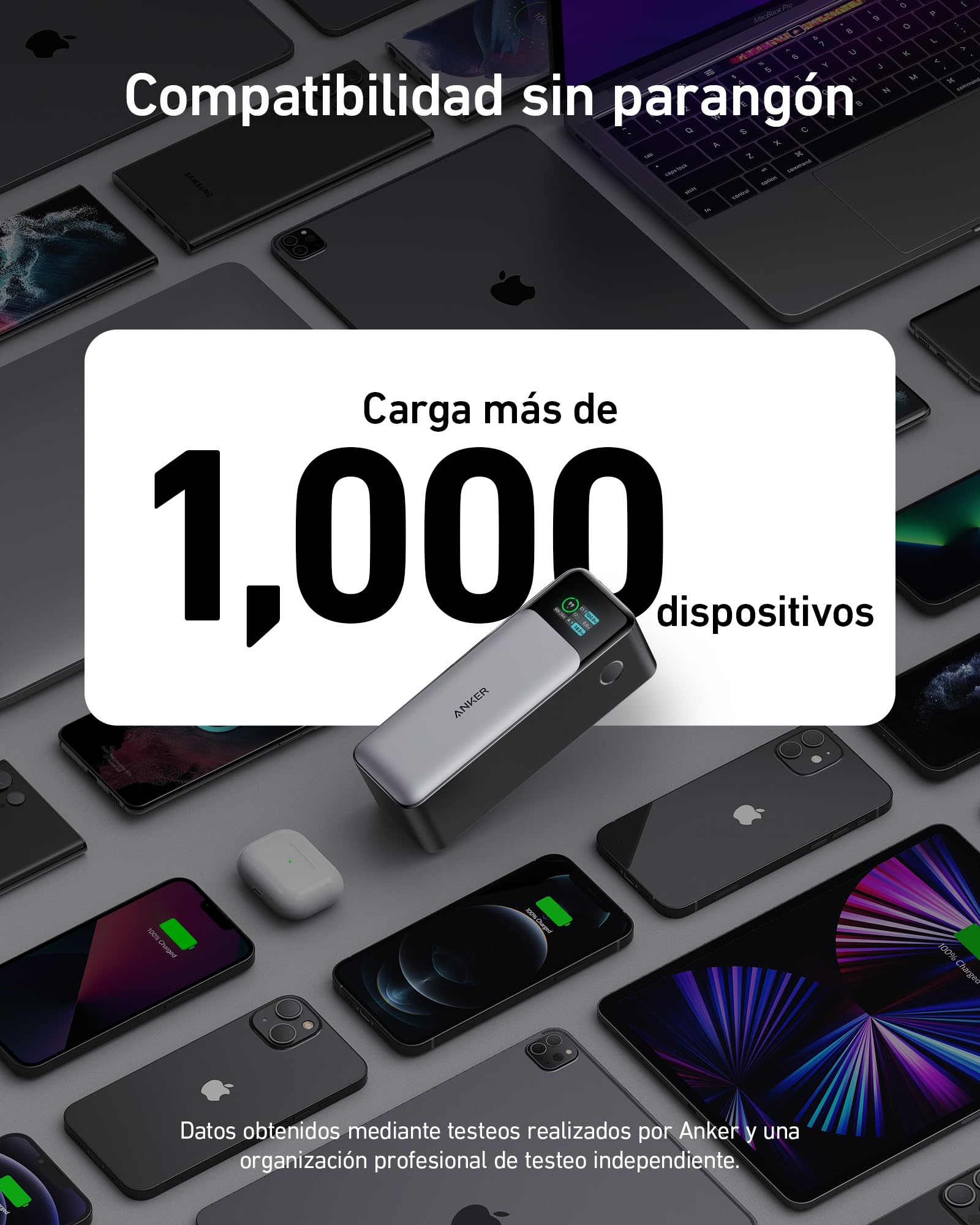 Anker Power Bank de 24,000 mAh con 3 Puertos y Salida de 140W, Pantalla Digital Inteligente, Cargador Portátil Compatible con iPhone 16/15/14, Samsung, MacBook, DELL y más