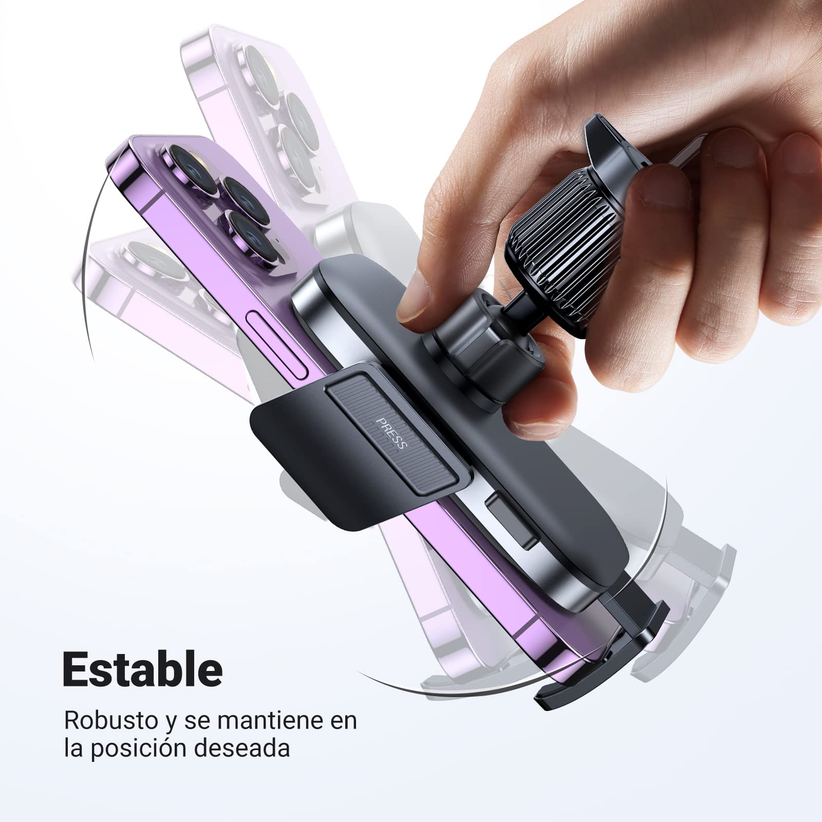 Soporte Celular Automóvil UGREEN Negro Giratorio 360° para iPhone y Galaxy