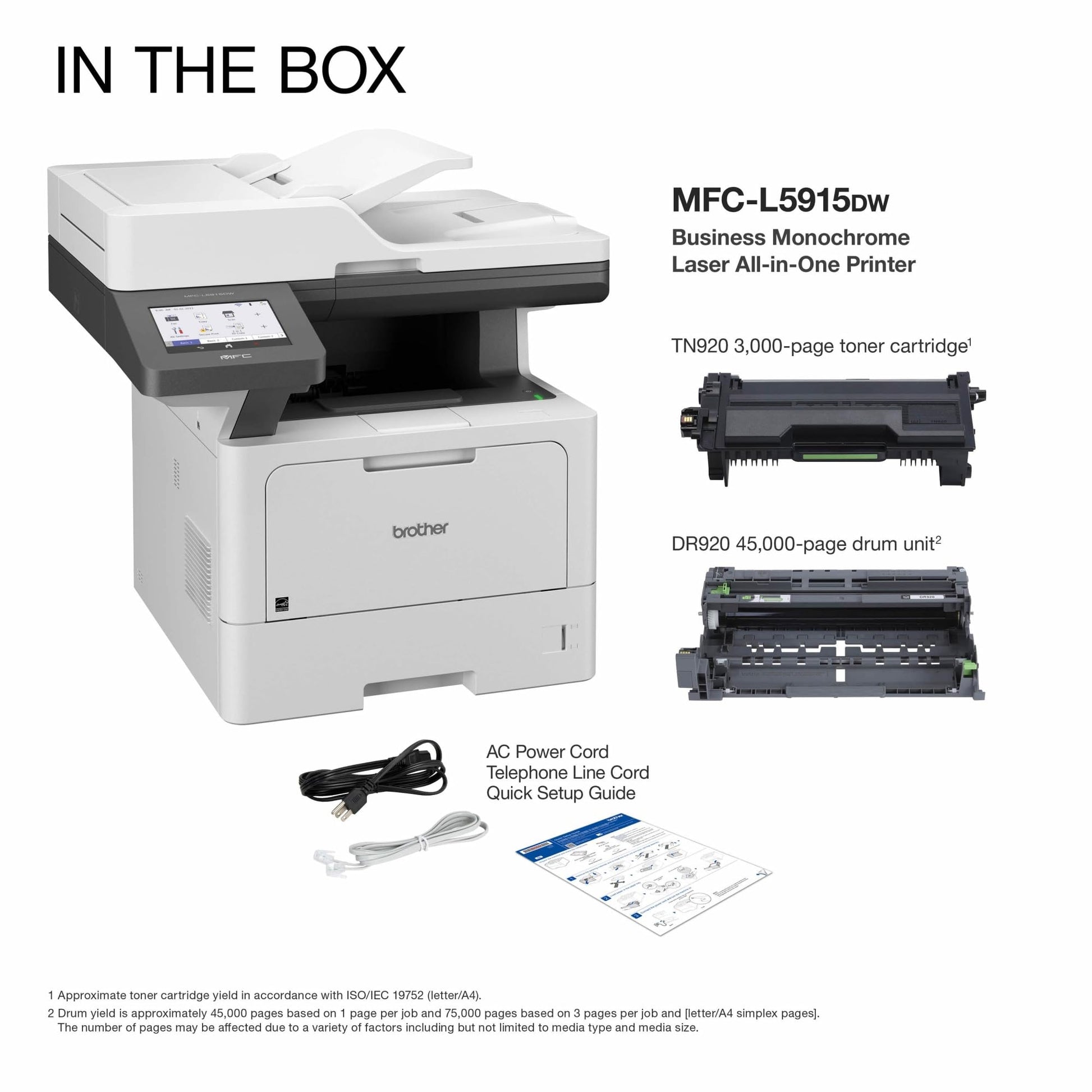 Brother MFC-L5915DW Impresora láser monocromática empresarial Todo en uno con impresión de bajo Costo y Red inalámbrica