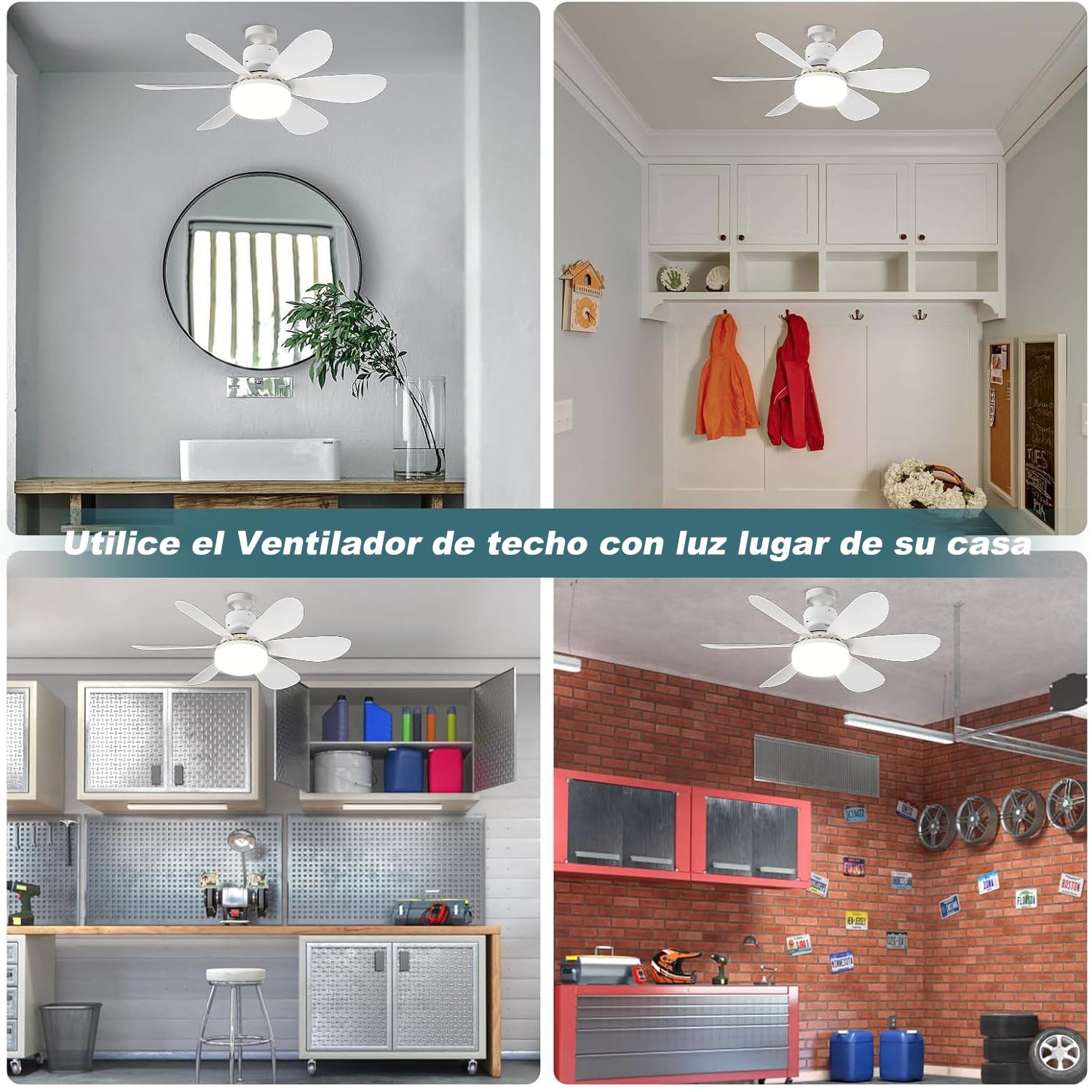 Ventilador de techo con luz y control remoto, 40W E26/E27 ventilador con luz led de techo, ventilux de techo moderno inteligente, 3000K-6500K/luminosidad regulable y 3 velocidades (20,5 pulgadas)