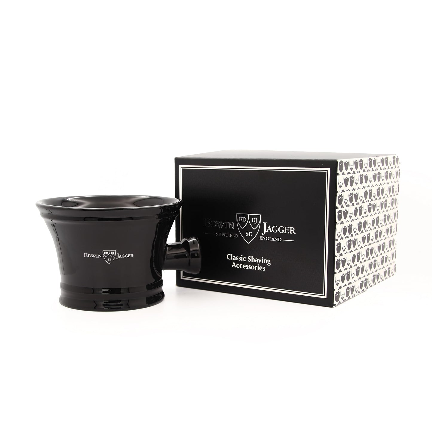 Edwin Jagger - Jabonera de porcelana con asa, color negro, Ebany, Uno