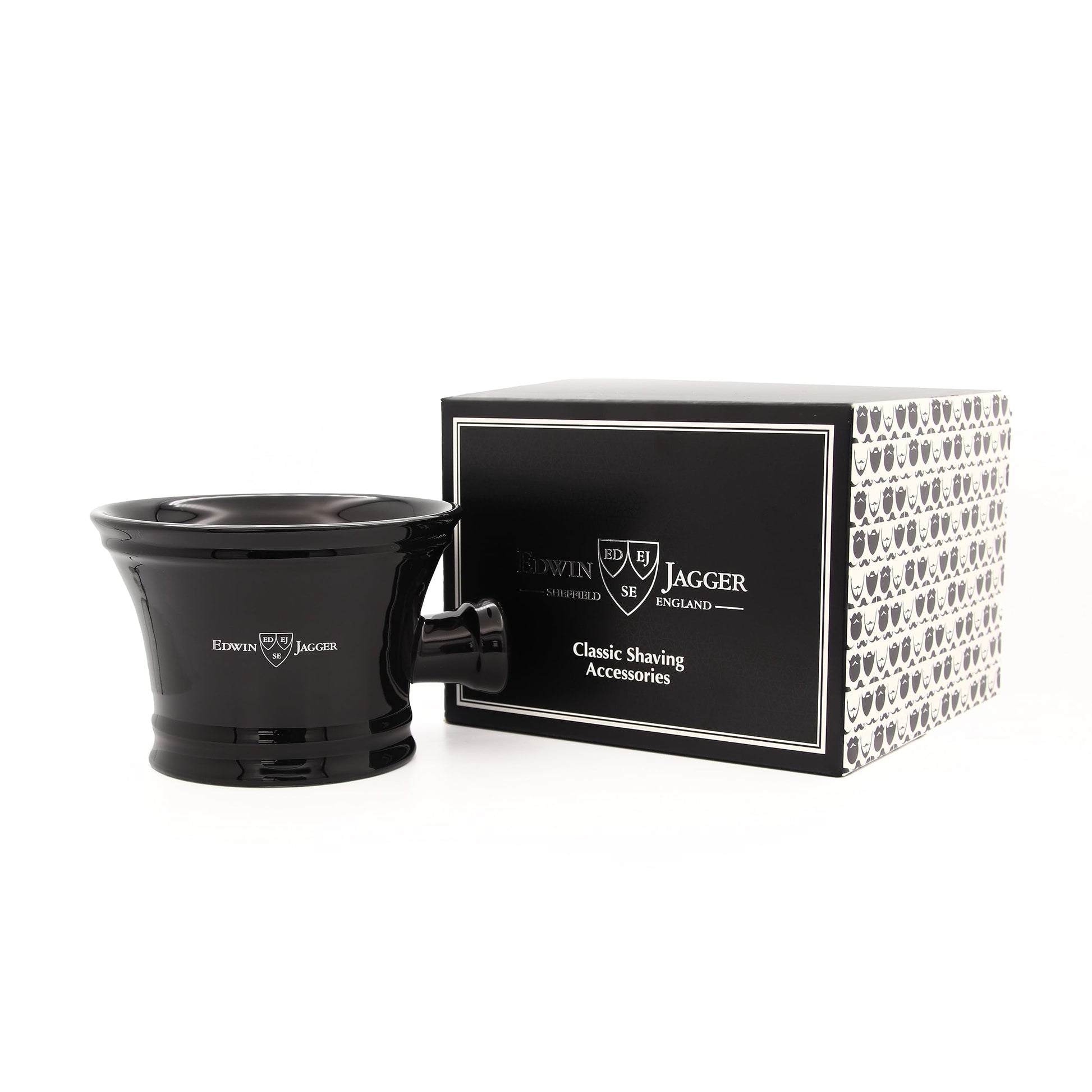 Edwin Jagger - Jabonera de porcelana con asa, color negro, Ebany, Uno