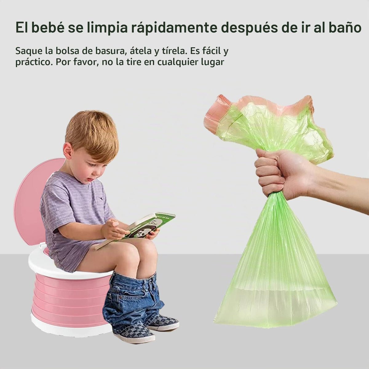 Orinal de viaje para niños pequeños, inodoro portátil y plegable, se aplica al asiento de emergencia para automóvil, campamento, al aire última intervensión, interior (rosa, pequeño)