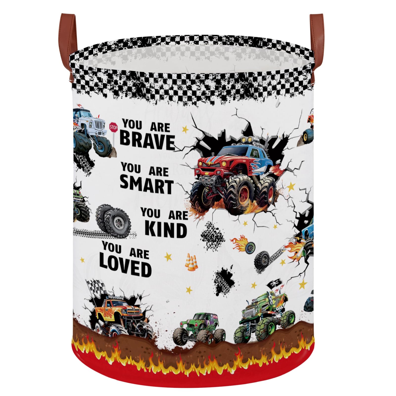 Cesta redonda para lavandería (Monster Trucks-Fire)