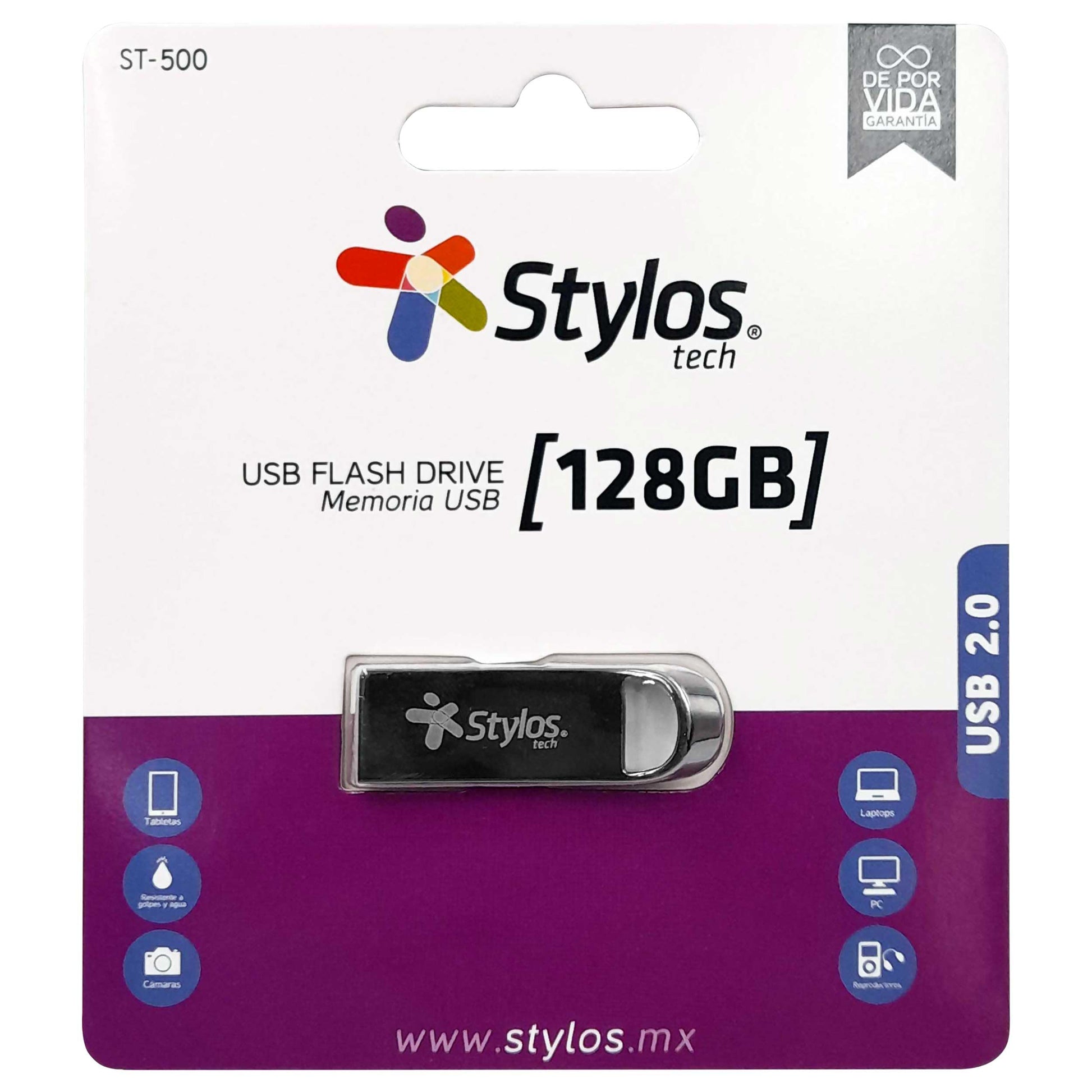 Memoria USB Stylos 128GB Diseño Sin Tapa Tipo A USB 2.0