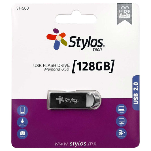 Memoria USB Stylos 128GB Diseño Sin Tapa Tipo A USB 2.0