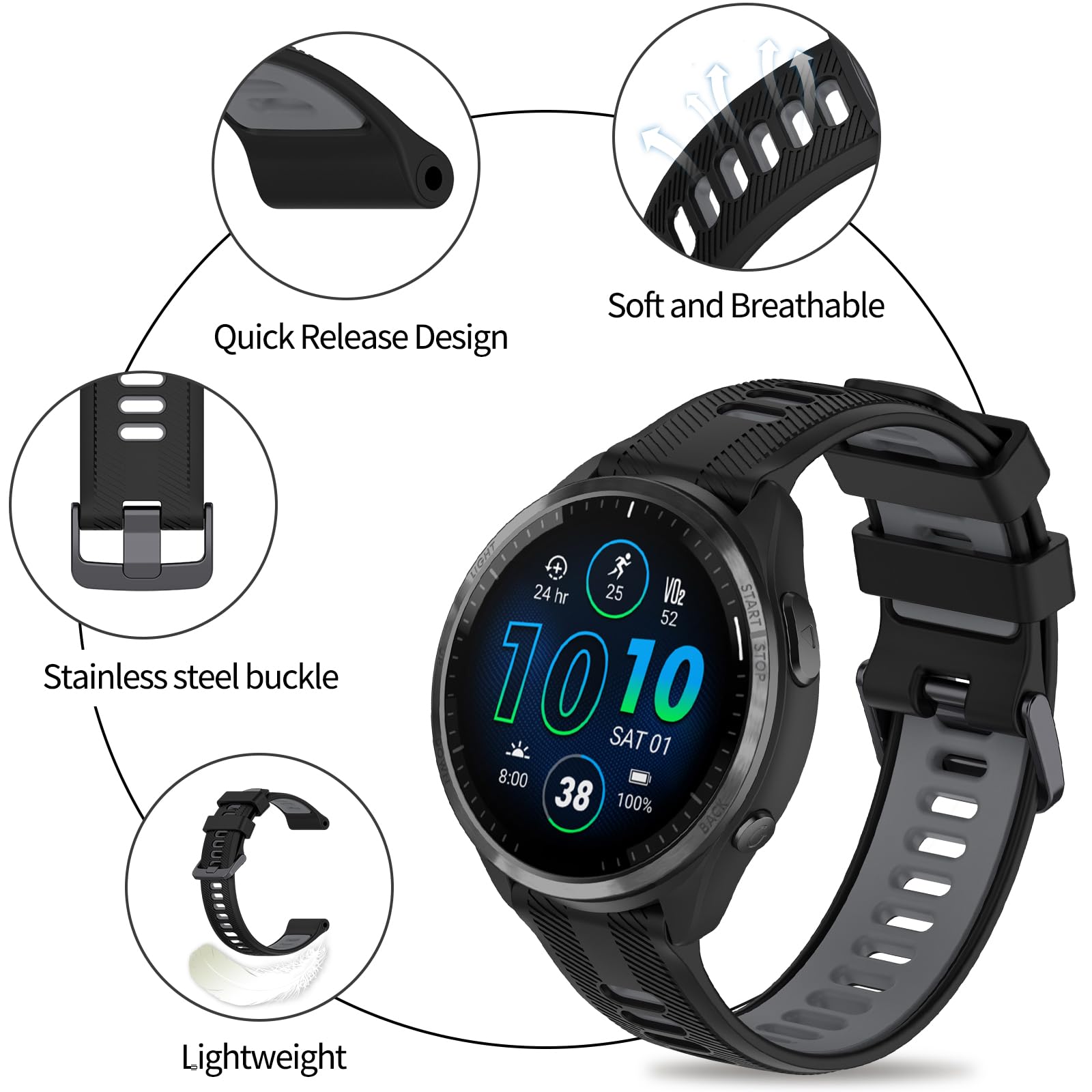 Correa de repuesto para reloj Garmin Forerunner 945/935, correa de silicona suave para Garmin Forerunner 935 Running GPS Unit, correa para reloj Garmin 945 mujeres y hombres