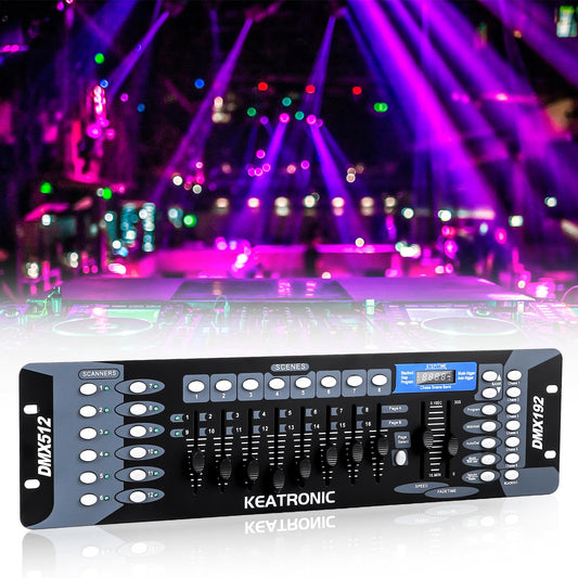 KEATRONIC Controlador Dmx 192 Canales Luces Dj Consola 512,Con Línea de señal metálica