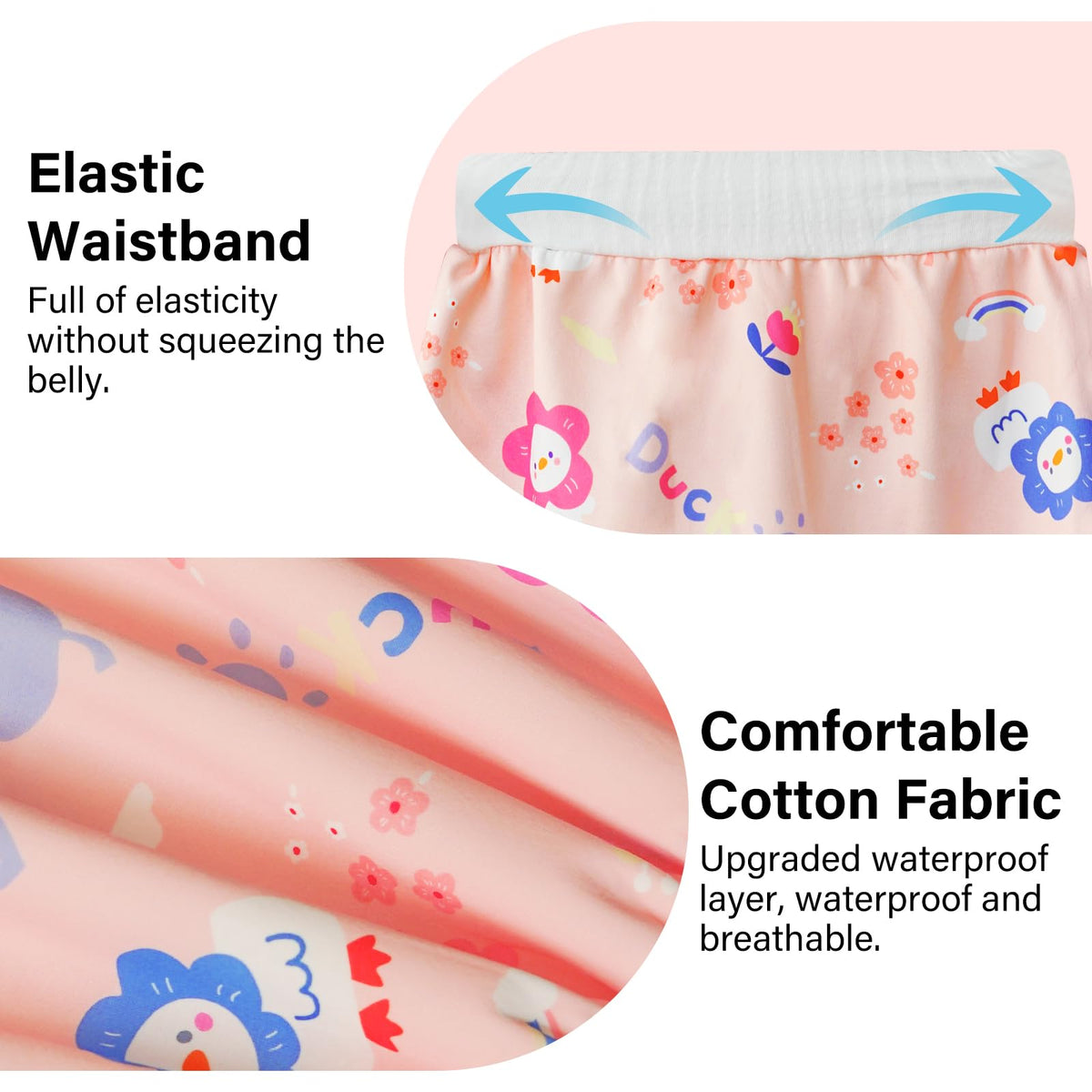 CUXFLS - Pantalones de pañales impermeables para bebés y niños, pantalones absorbentes de entrenamiento para ir al baño para niños y niñas, Chick, Medium