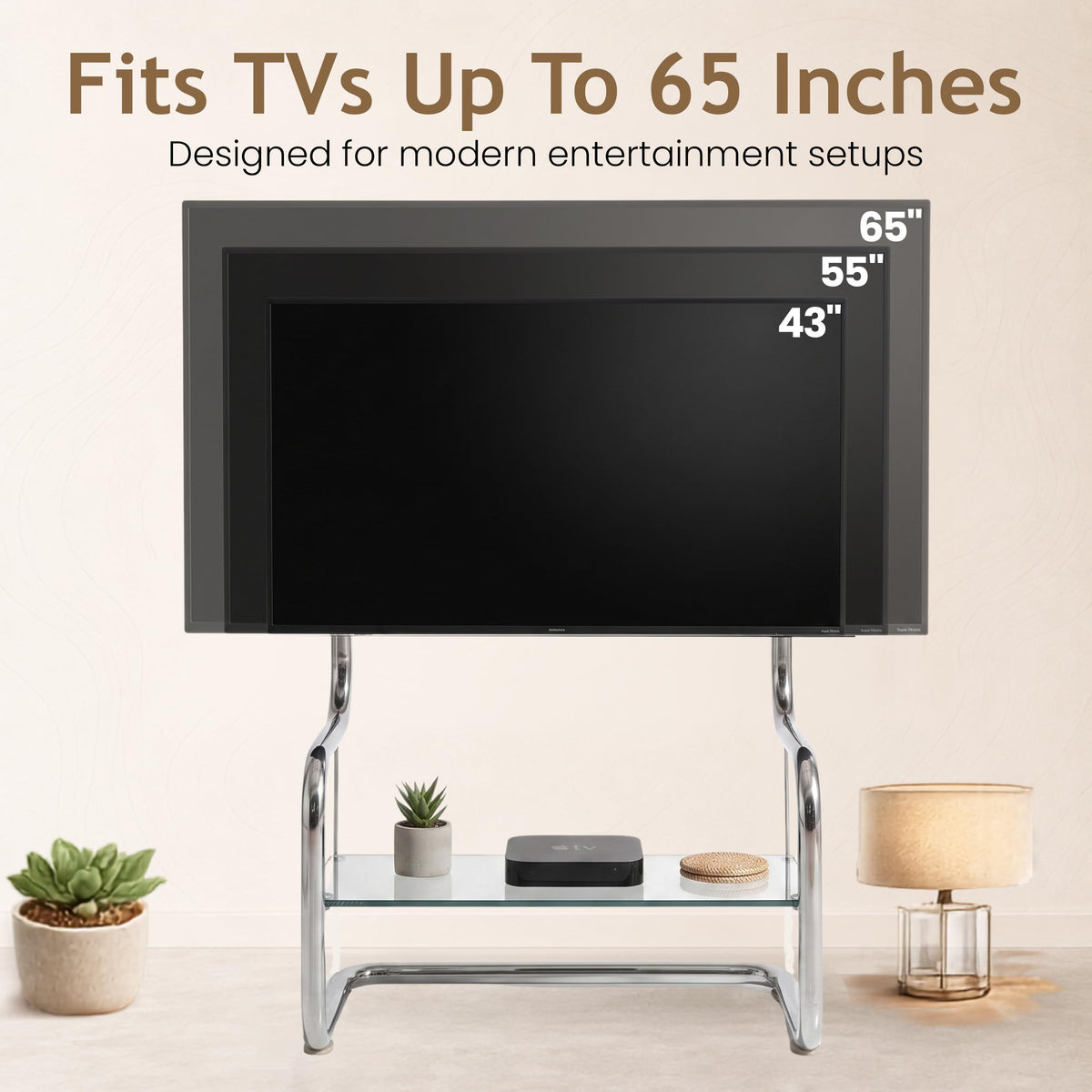 Soporte de TV zeitgeist moderno minimalista gris con Estante de Metal y Montaje Ajustable