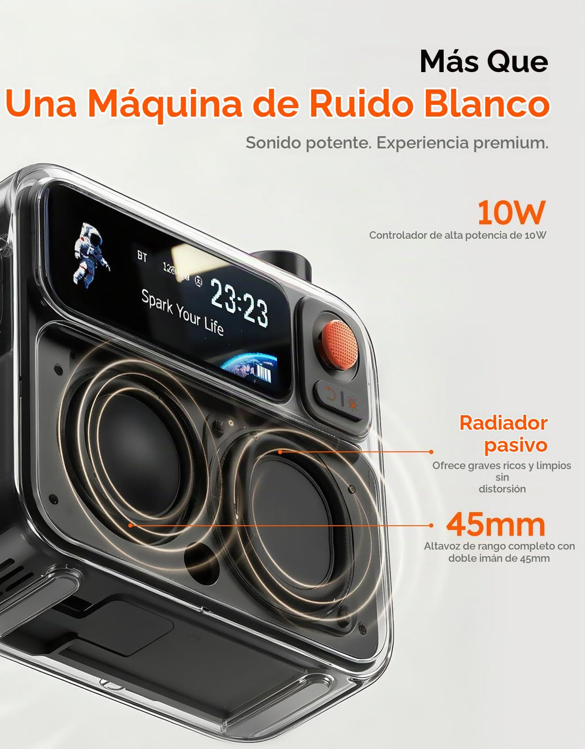 Máquina de Ruido Blanco Divoom Flowtoo Negro con Bocina Bluetooth y Despertador