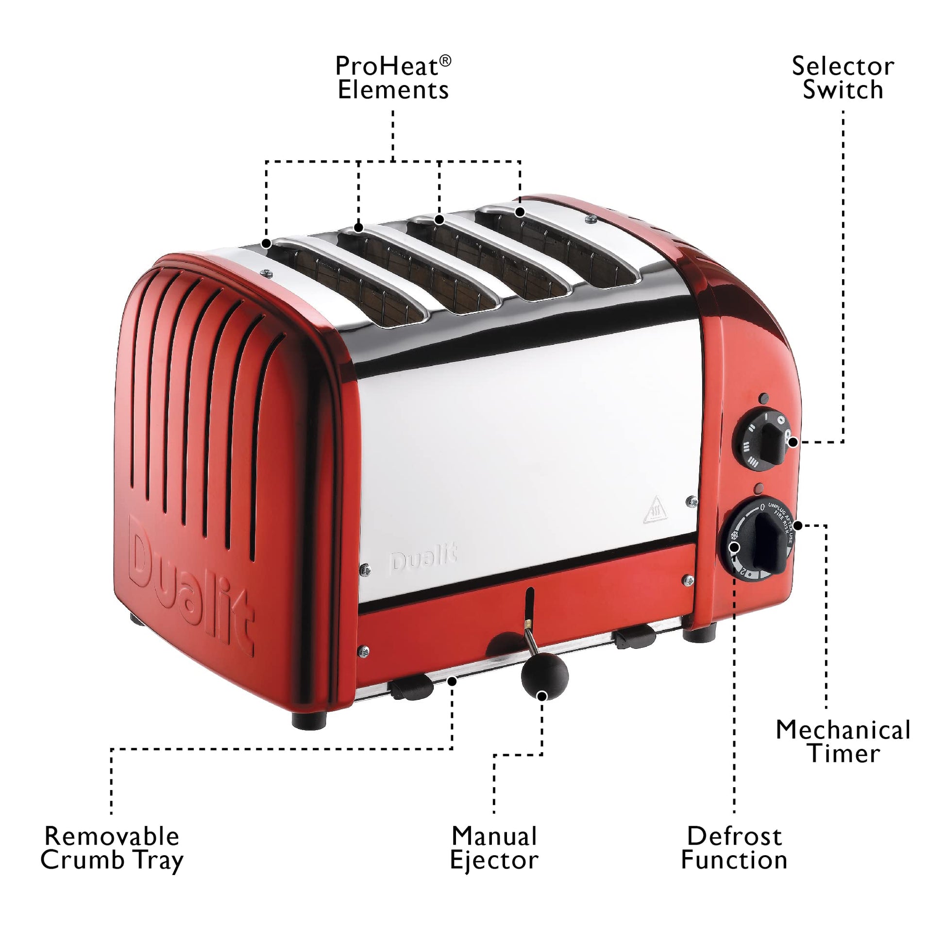 Dualit 4 Slice Classic Toaster, Apple Candy Red