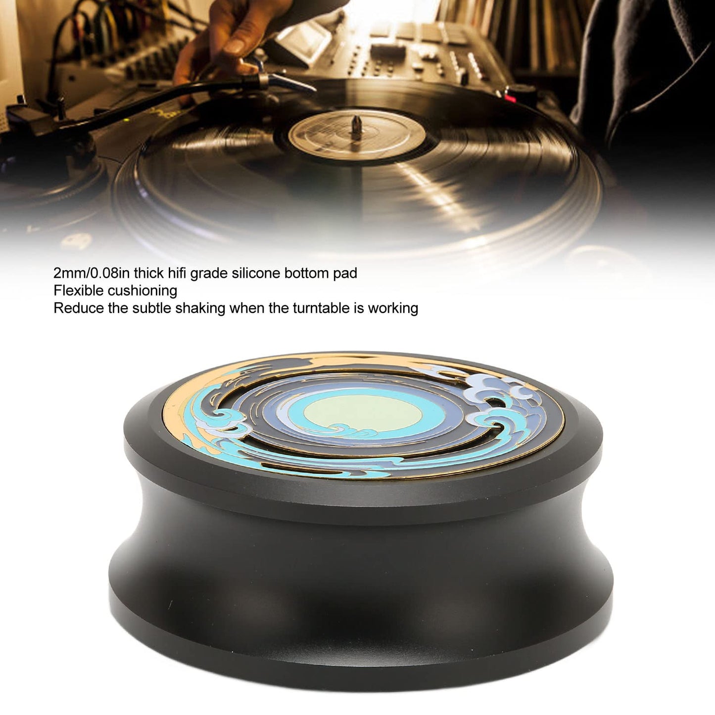 Estabilizador de Disco LP con Almohadilla Inferior de Silicona HiFi Negro