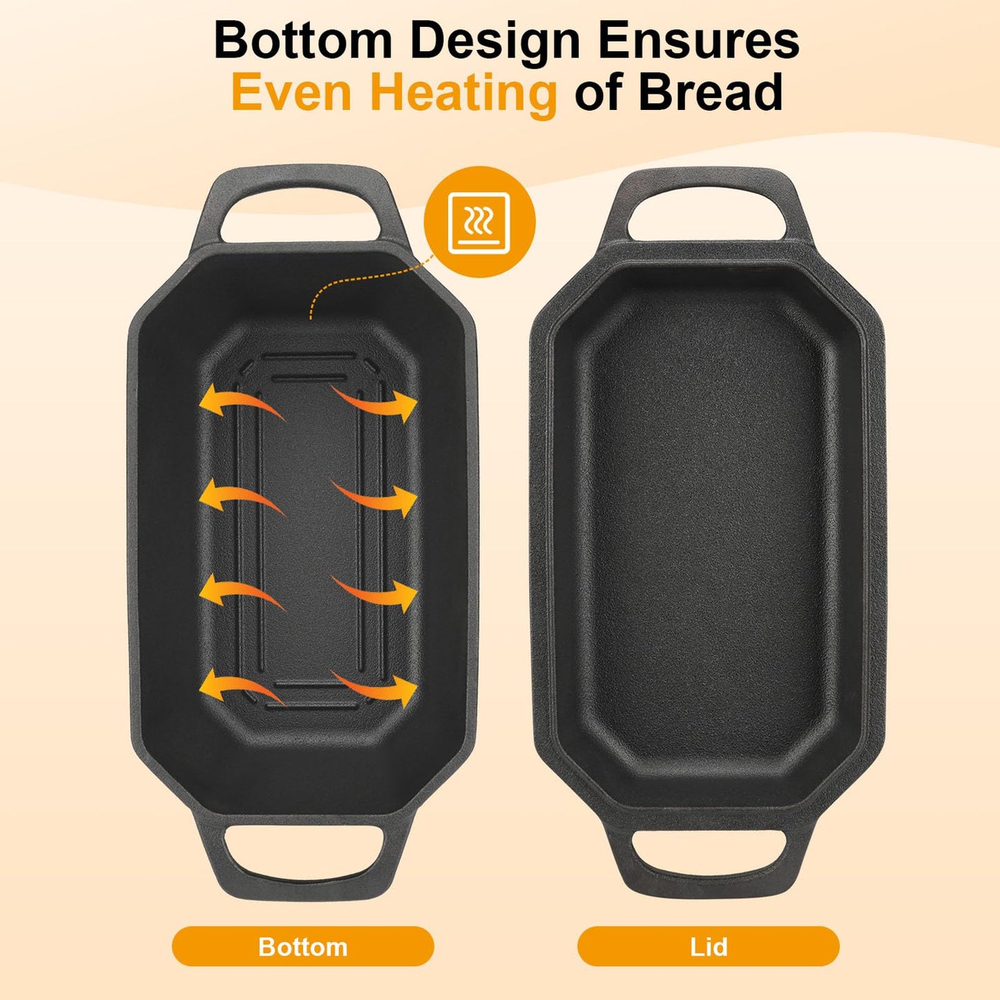Horno holandés de hierro fundido presazonado para hornear pan con tapa de sartén, horno holandés ovalado de 3,6 cuartos de galón, sartén para horno de pan | Suministros para hornear pan de masa