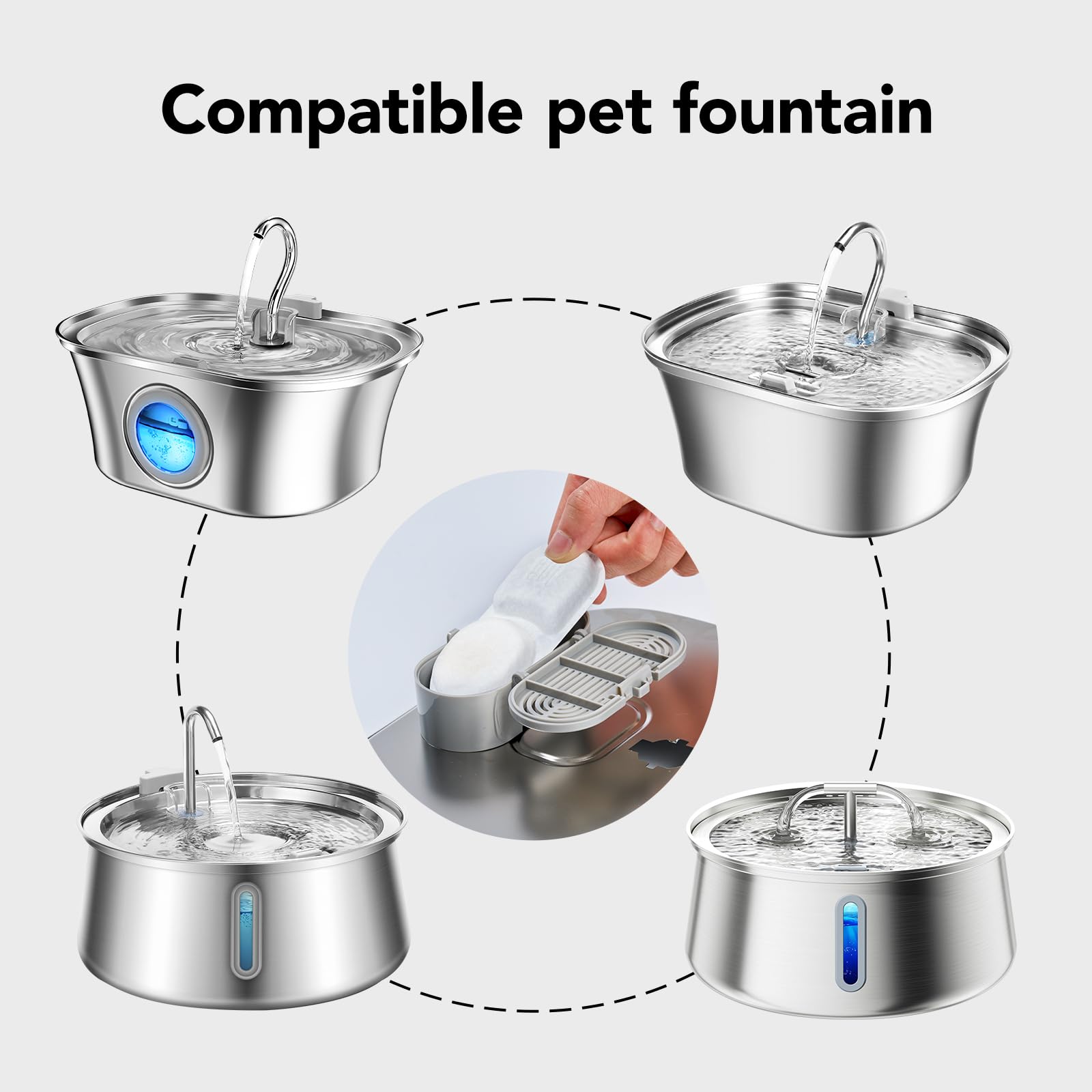 HICC PULE 9 paquetes de filtros de repuesto para fuente de agua para gatos