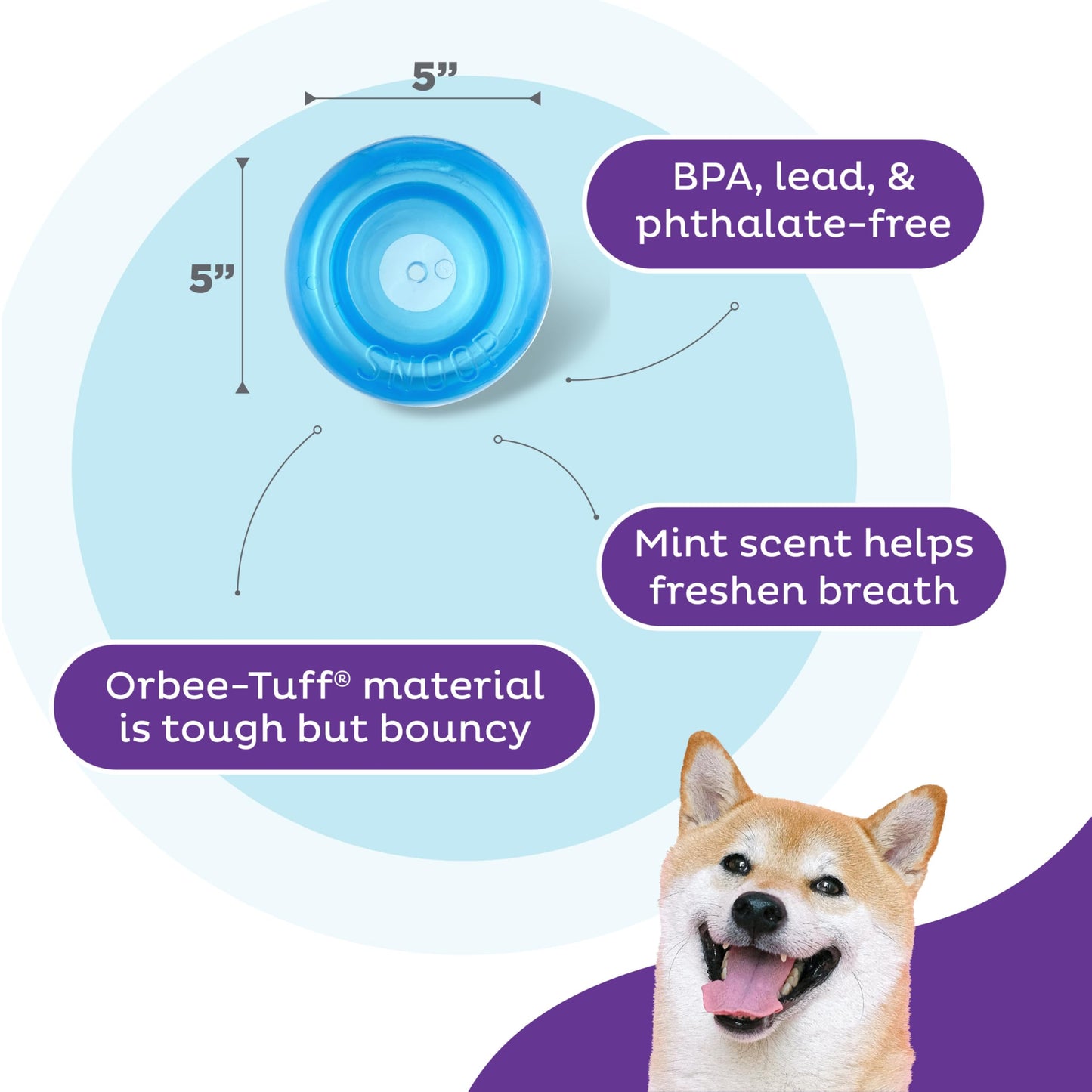 Juguete Dispensador de Premios Planet Dog Orbee-Tuff Azul 12.7 cm para Mascotas